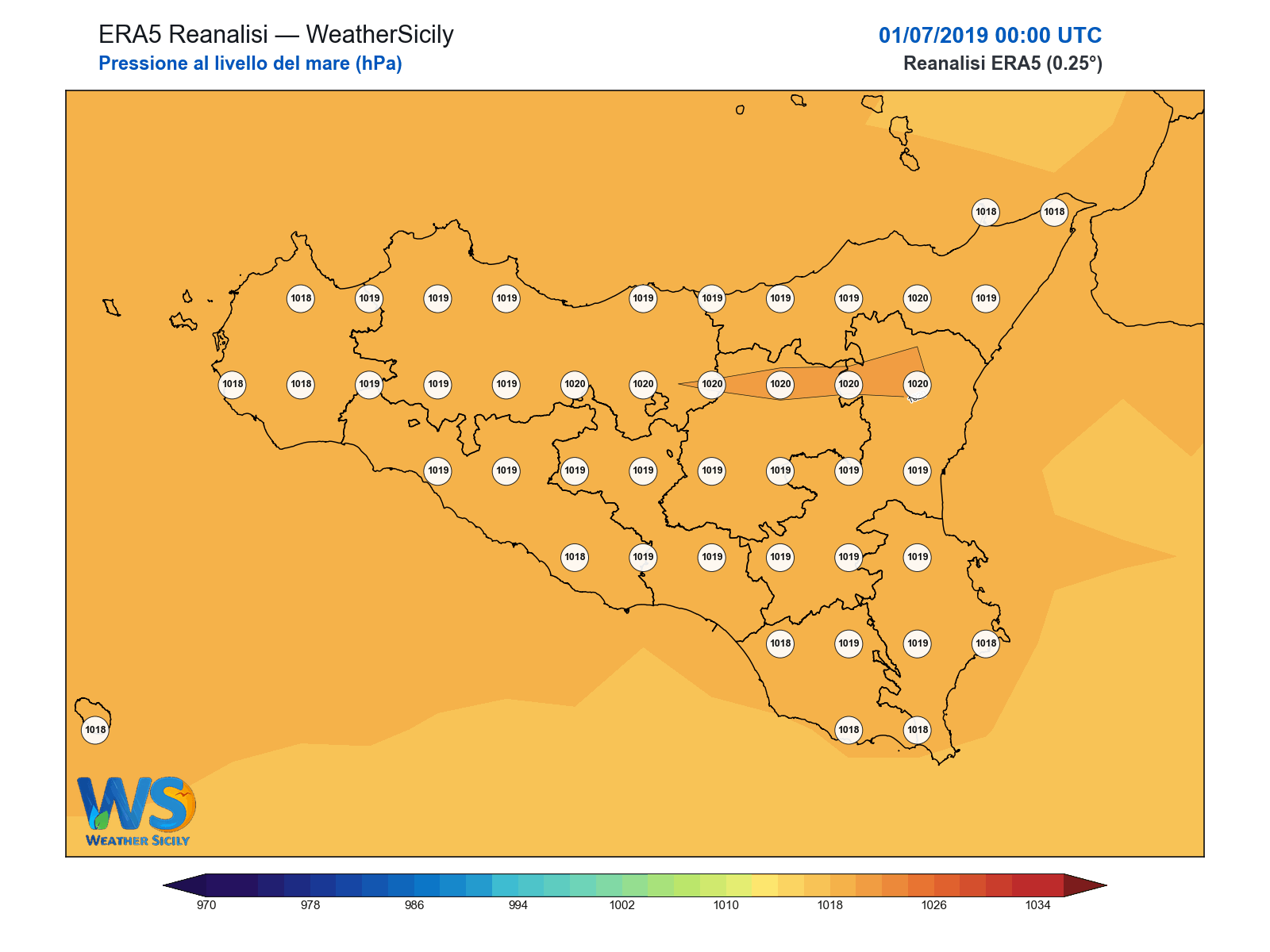 Pressione al livello del mare · 2019070100
