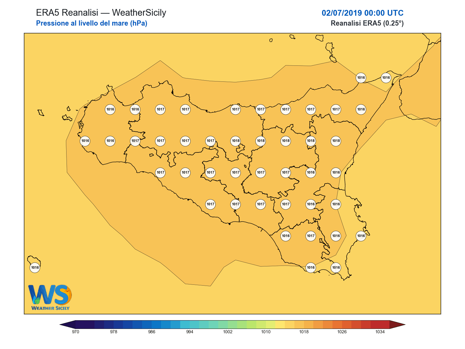 Pressione al livello del mare · 2019070200