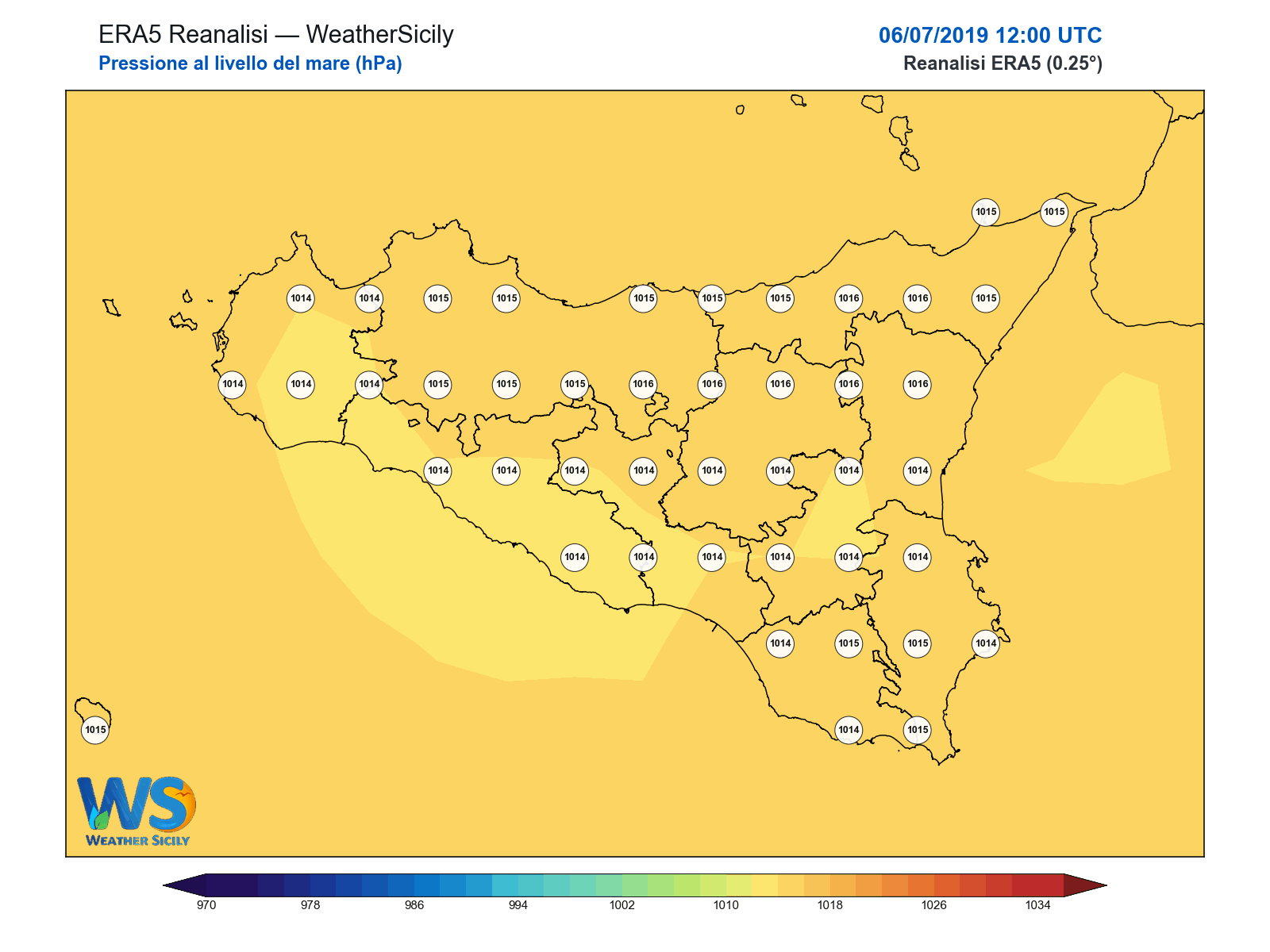 Pressione al livello del mare · 2019070612