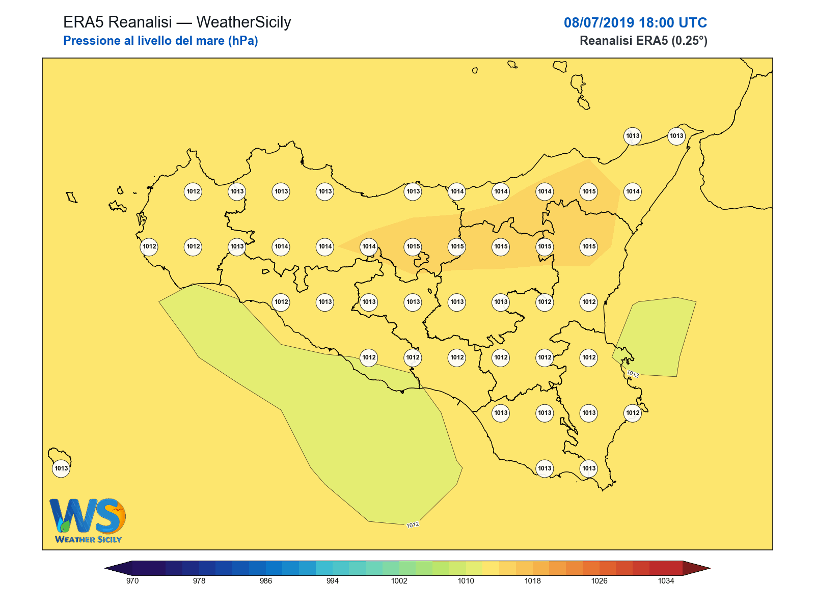 Pressione al livello del mare · 2019070818