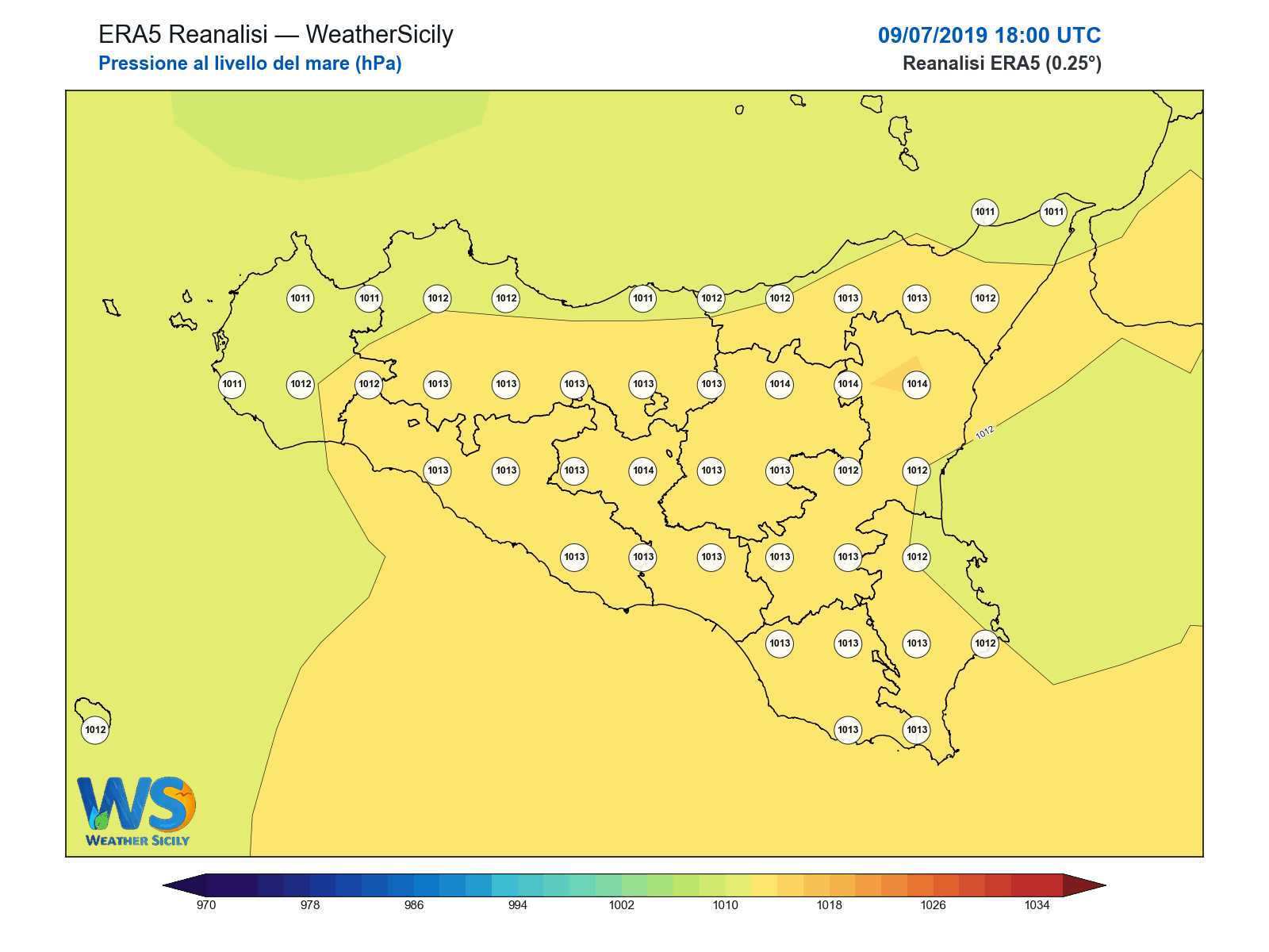 Pressione al livello del mare · 2019070918