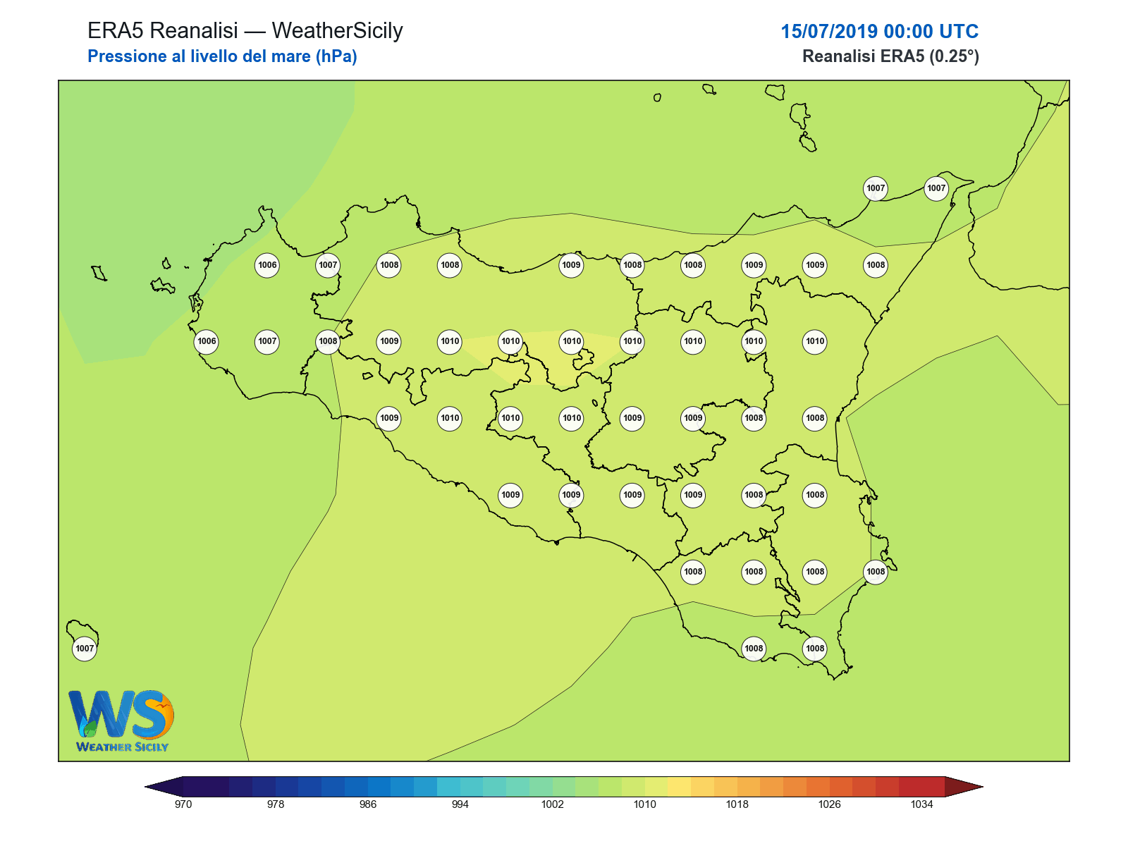 Pressione al livello del mare · 2019071500