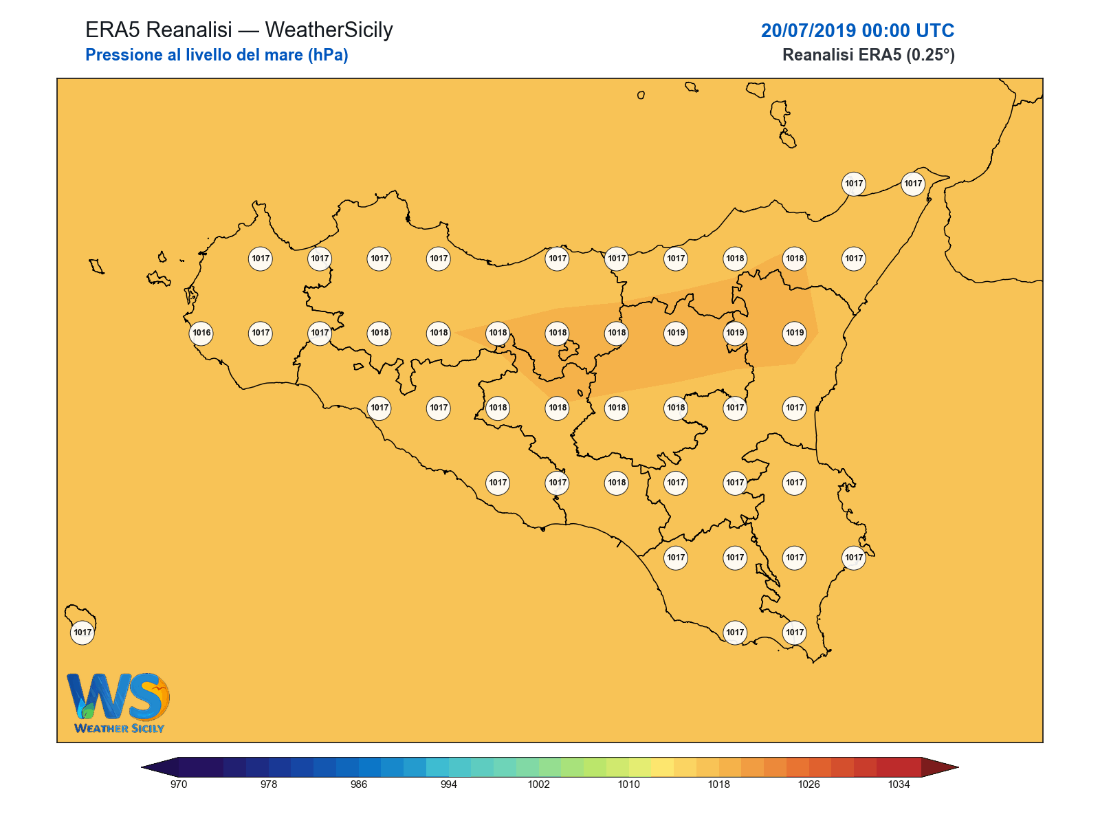 Pressione al livello del mare · 2019072000