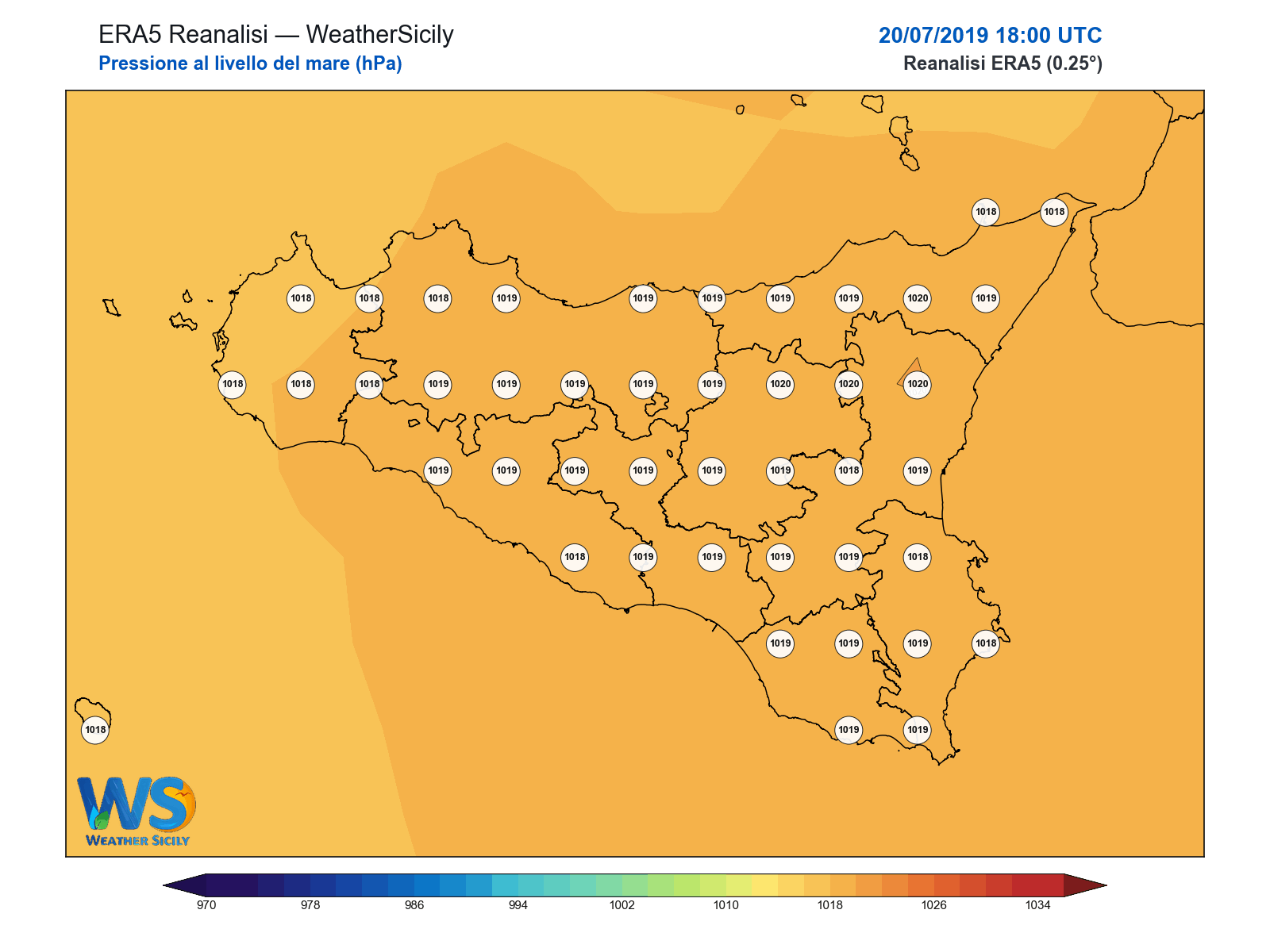Pressione al livello del mare · 2019072018