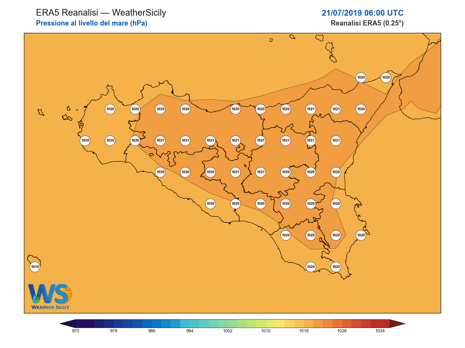 Pressione al livello del mare · 2019072106