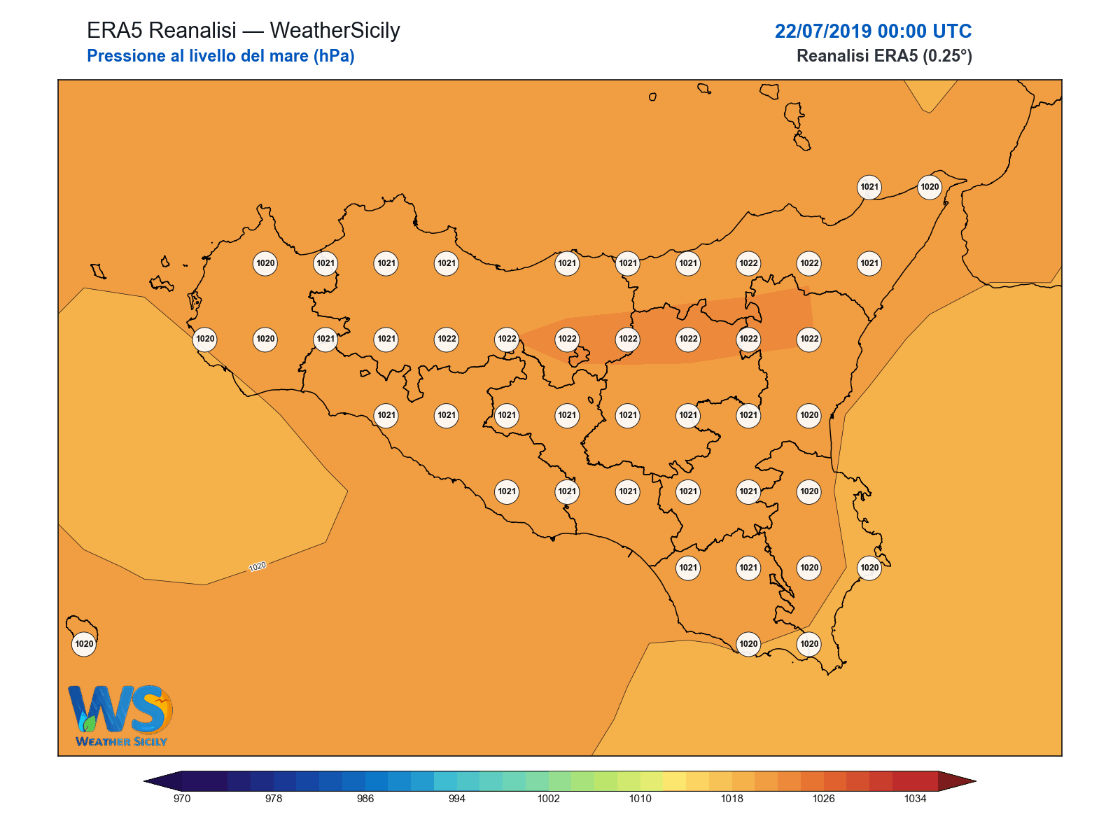 Pressione al livello del mare · 2019072200