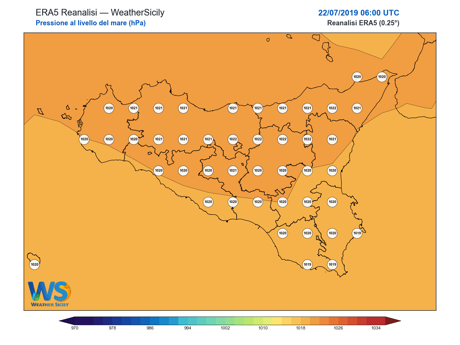 Pressione al livello del mare · 2019072206