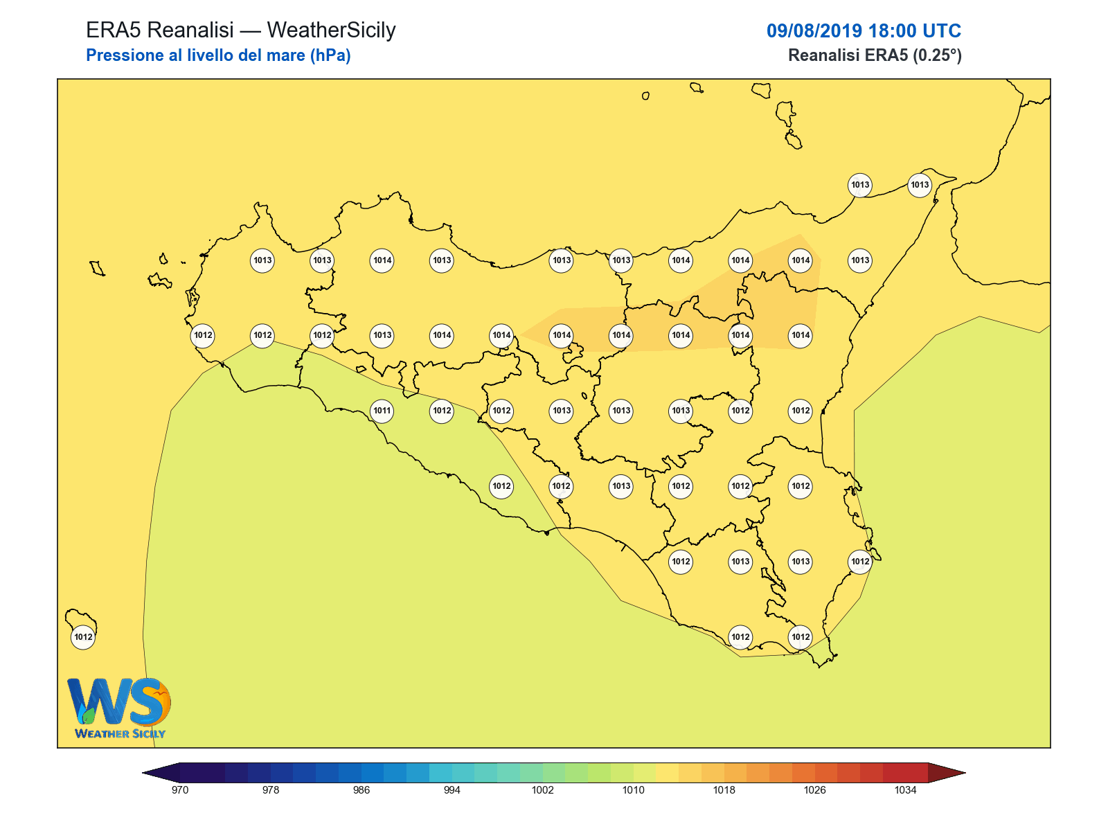 Pressione al livello del mare · 2019080918