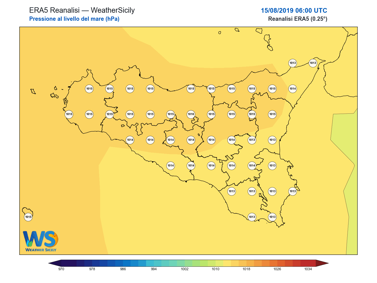 Pressione al livello del mare · 2019081506