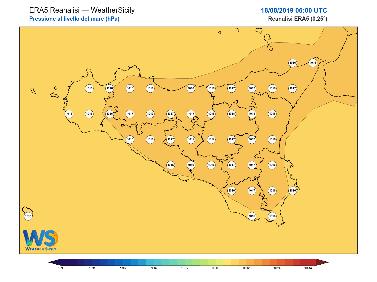 Pressione al livello del mare · 2019081806