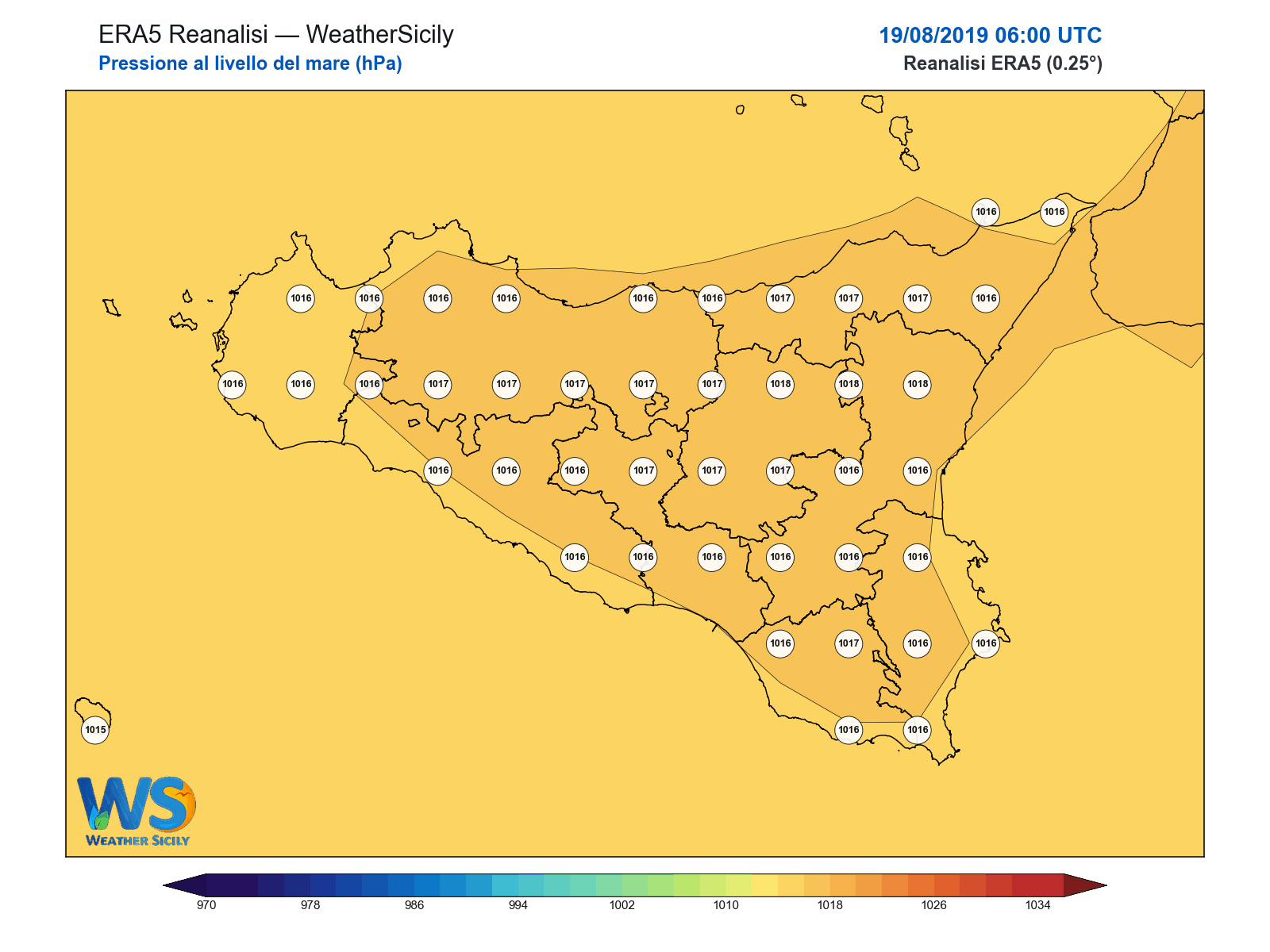Pressione al livello del mare · 2019081906