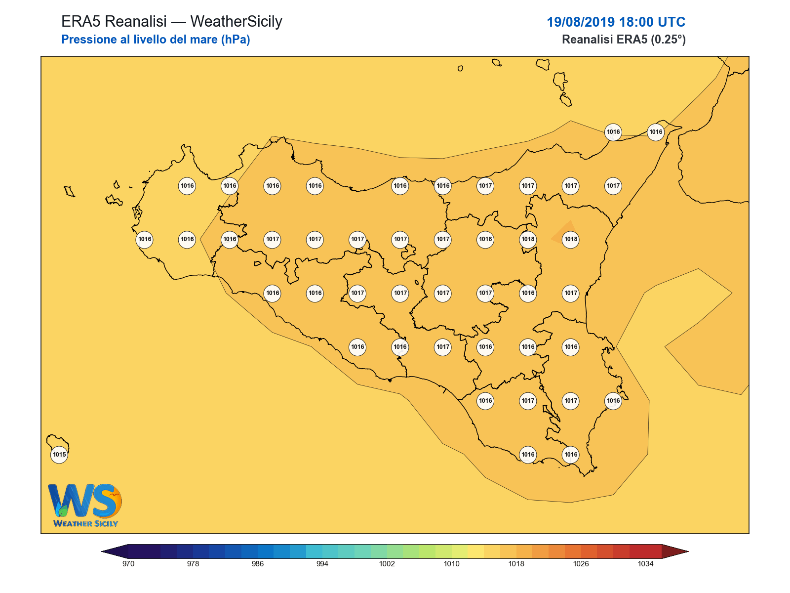 Pressione al livello del mare · 2019081918