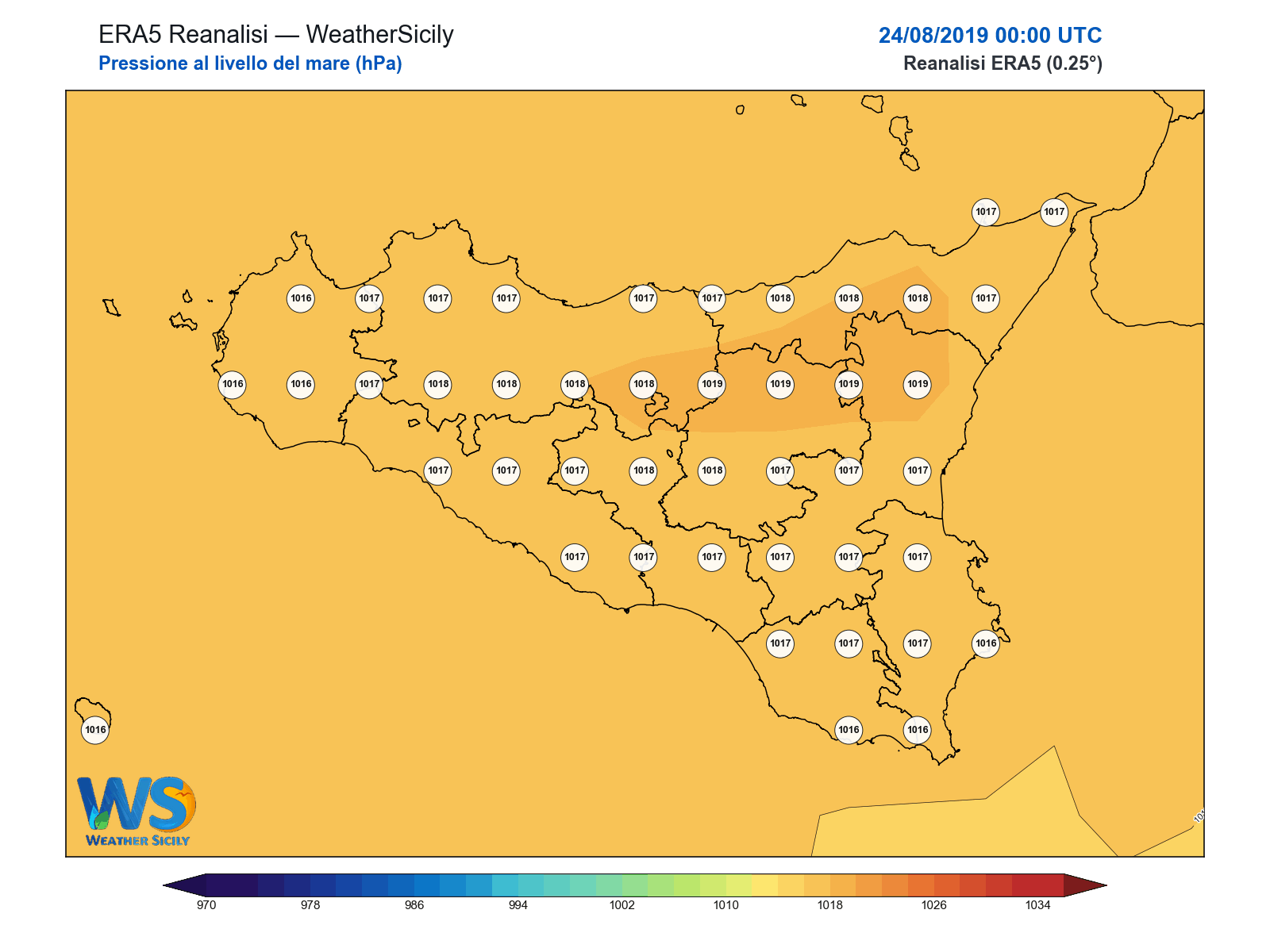 Pressione al livello del mare · 2019082400