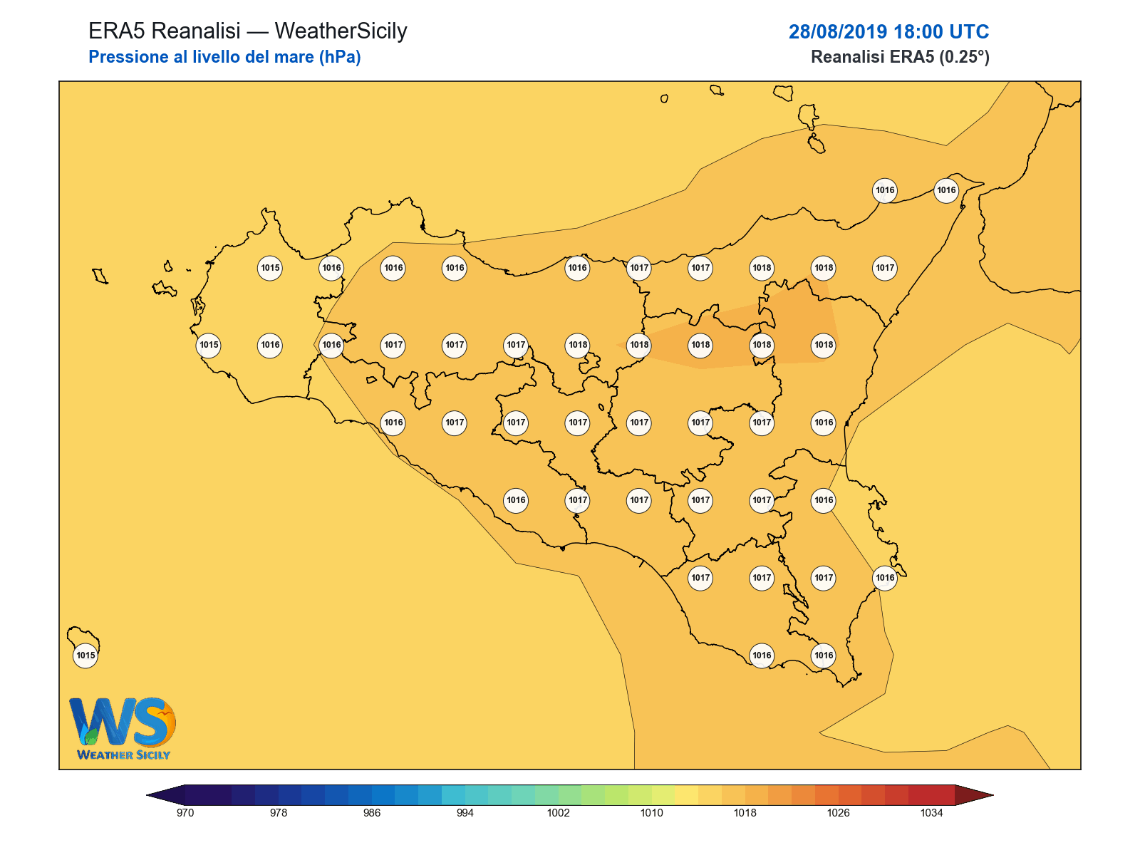 Pressione al livello del mare · 2019082818