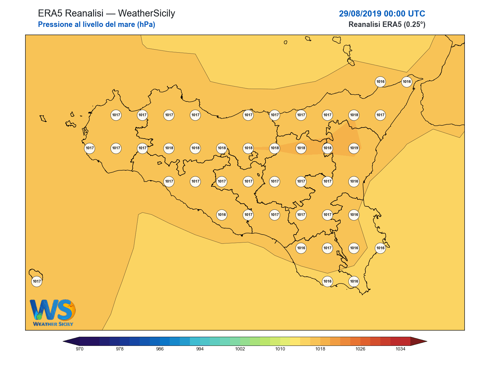 Pressione al livello del mare · 2019082900