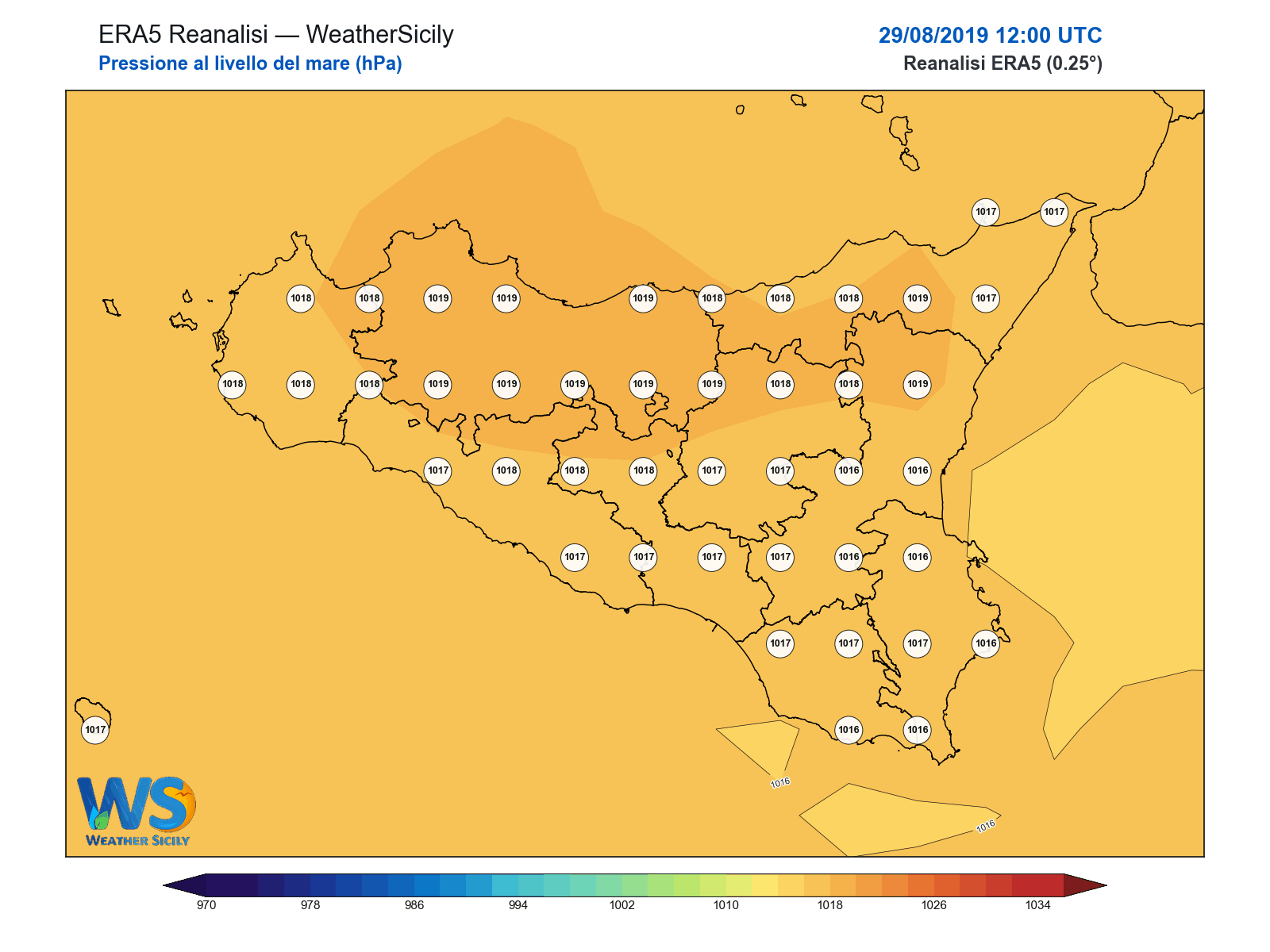 Pressione al livello del mare · 2019082912