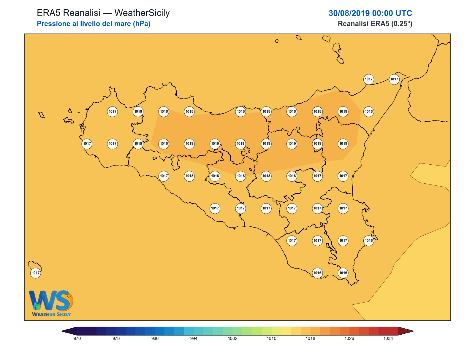 Pressione al livello del mare · 2019083000