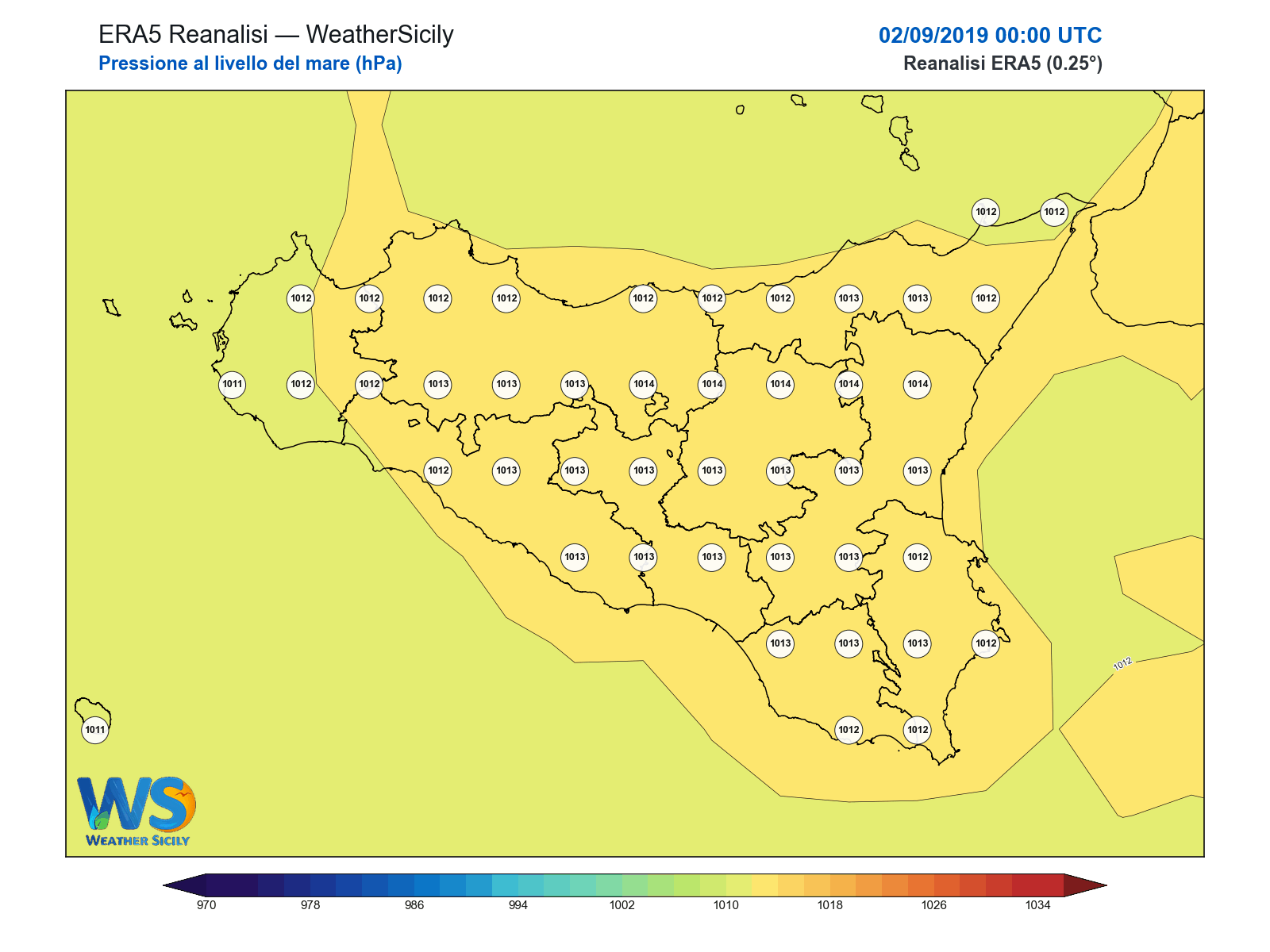 Pressione al livello del mare · 2019090200