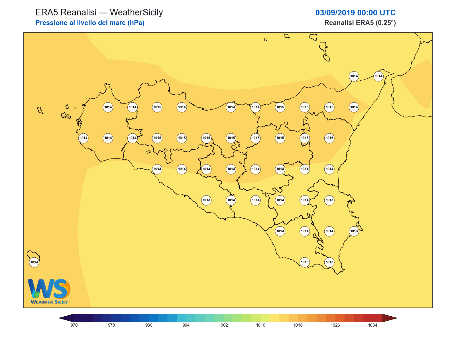 Pressione al livello del mare · 2019090300