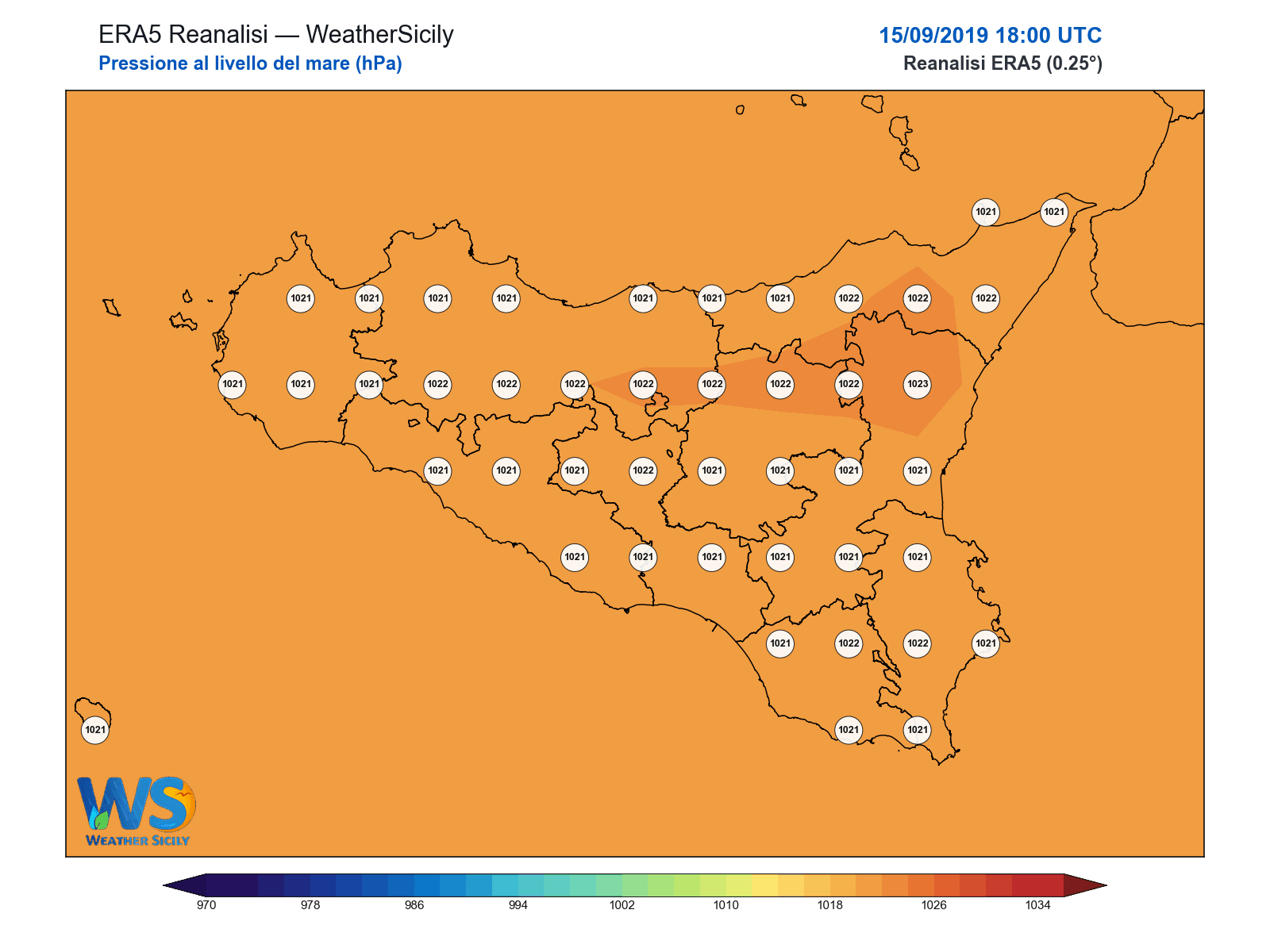 Pressione al livello del mare · 2019091518