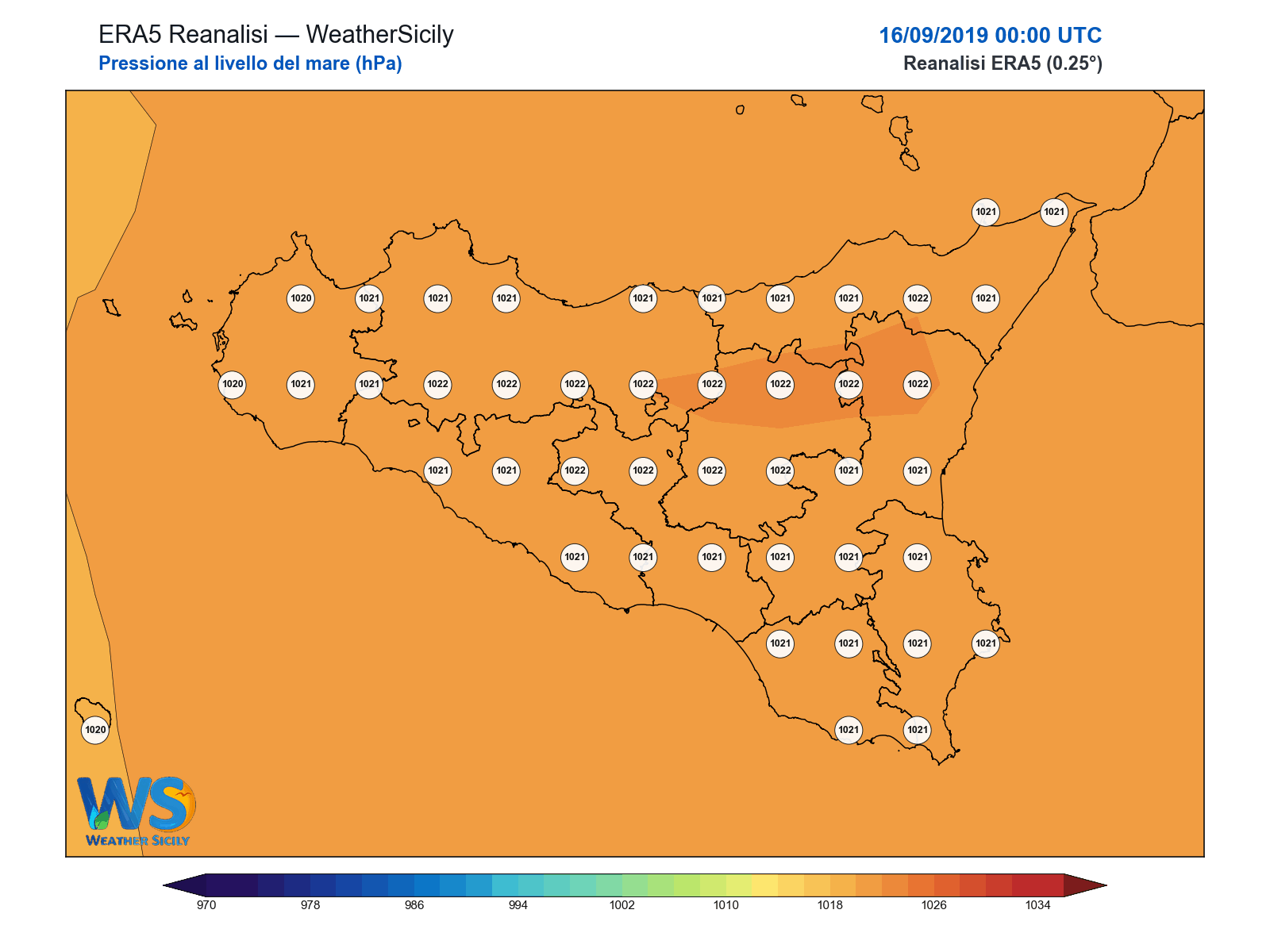 Pressione al livello del mare · 2019091600