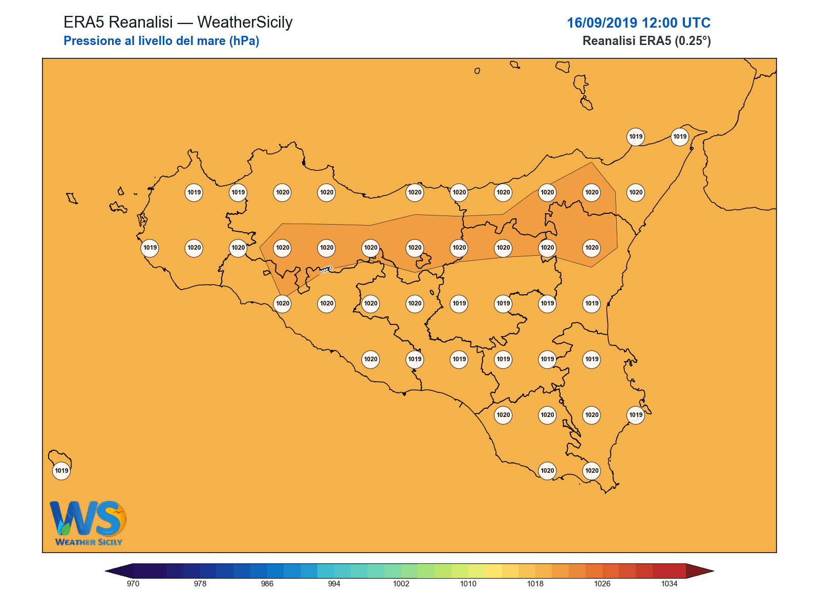 Pressione al livello del mare · 2019091612