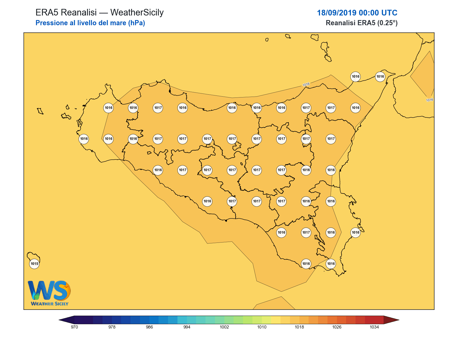 Pressione al livello del mare · 2019091800