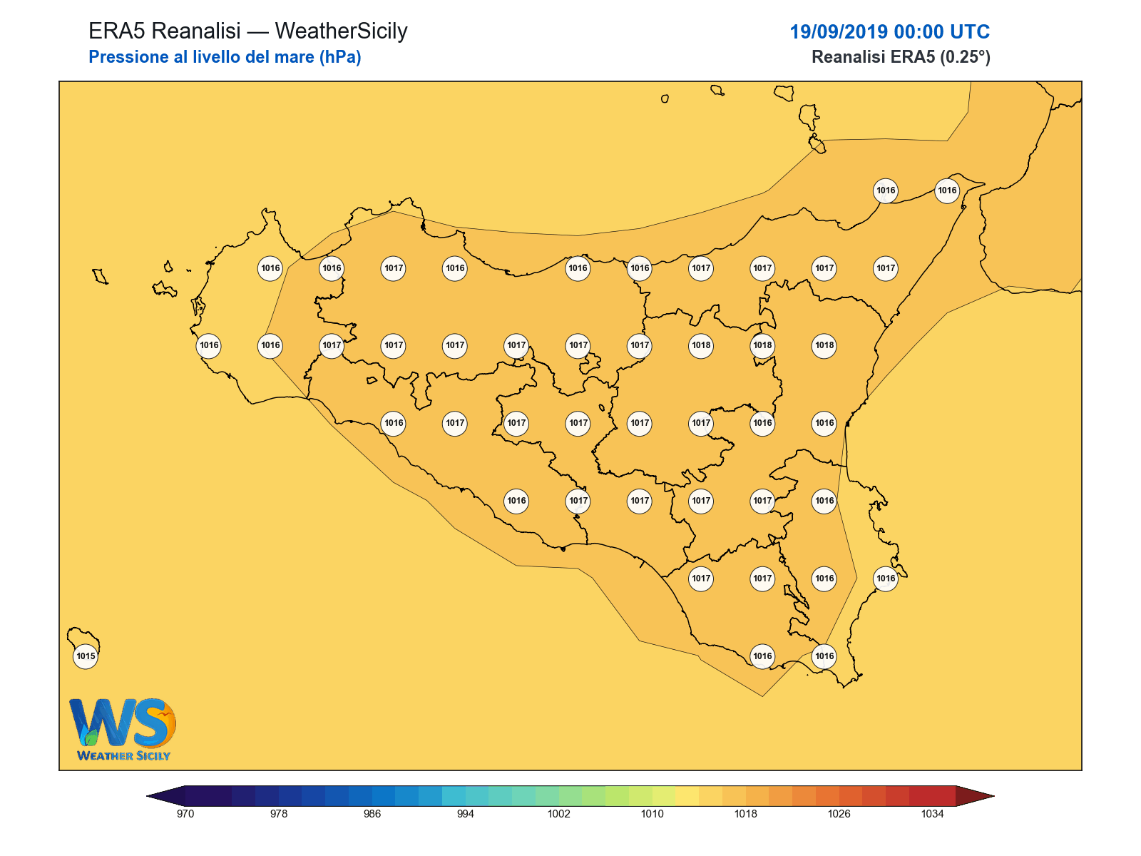Pressione al livello del mare · 2019091900
