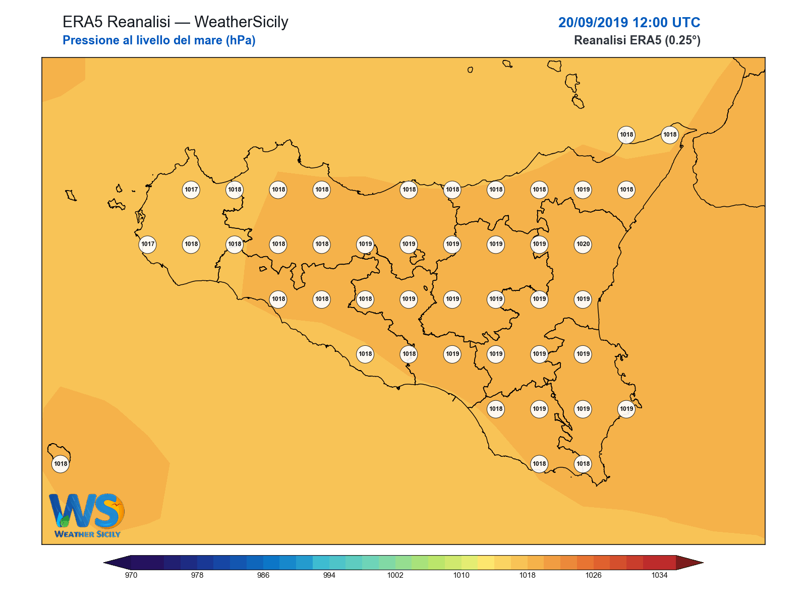 Pressione al livello del mare · 2019092012