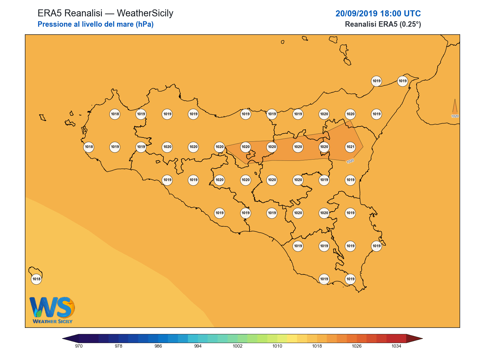 Pressione al livello del mare · 2019092018