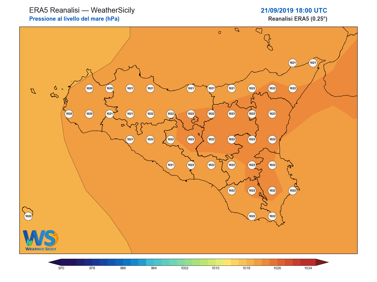 Pressione al livello del mare · 2019092118