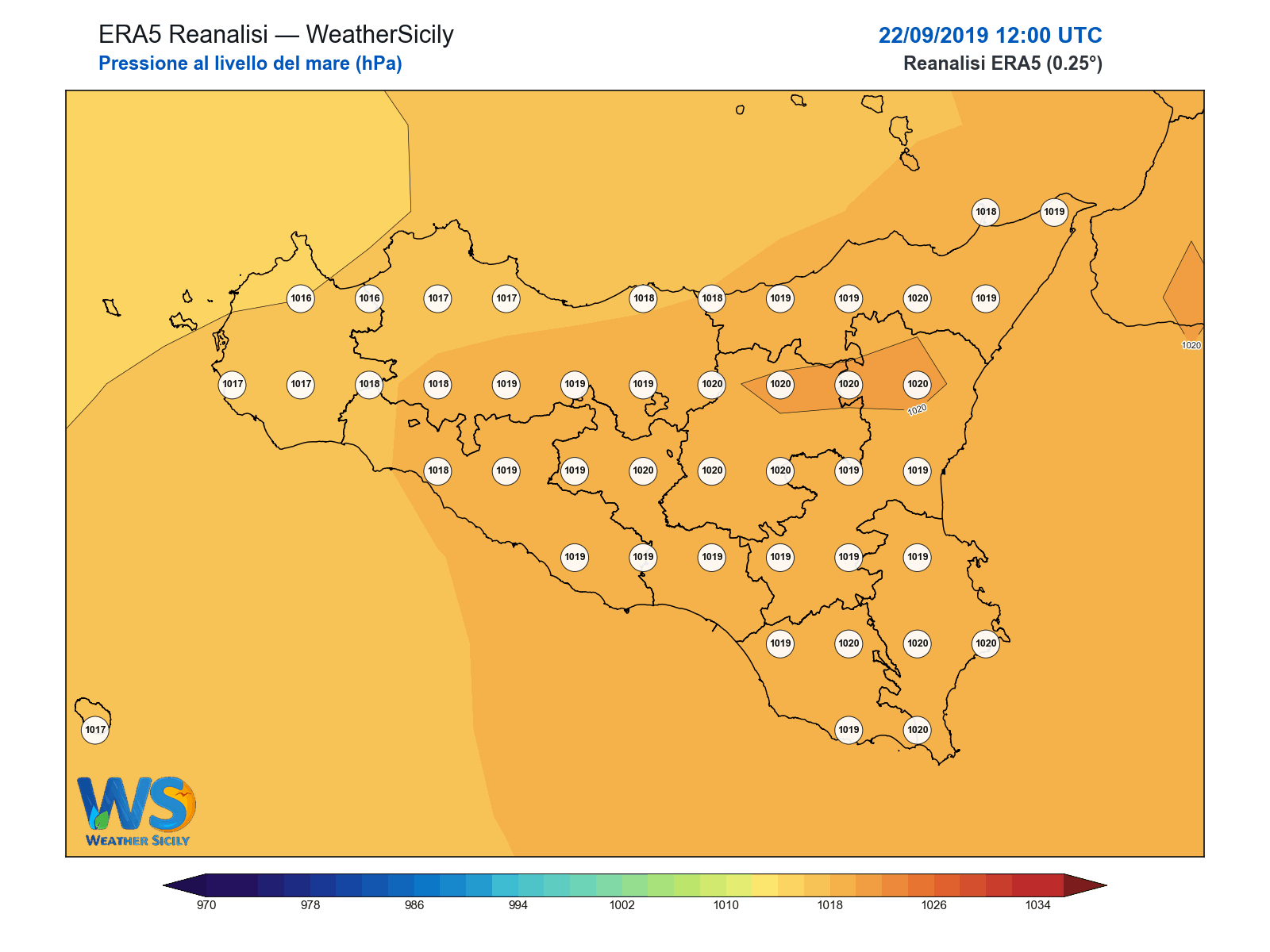 Pressione al livello del mare · 2019092212