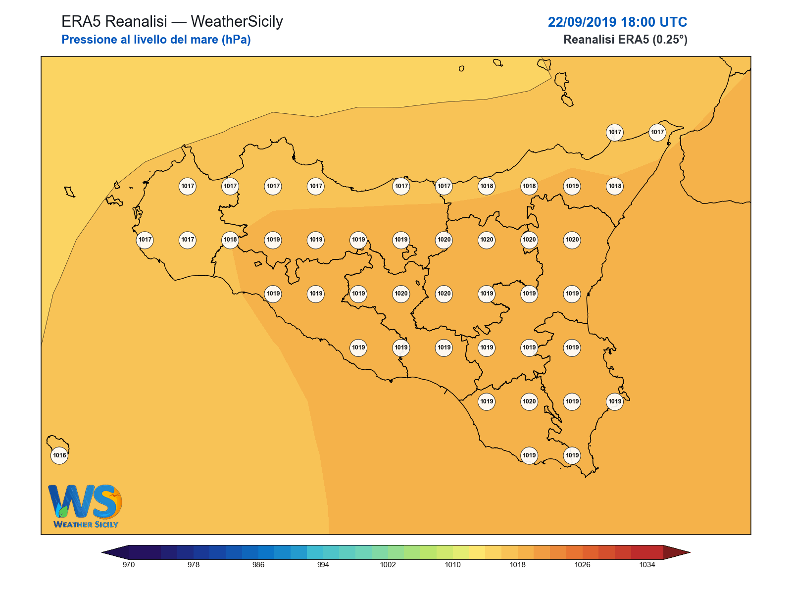 Pressione al livello del mare · 2019092218