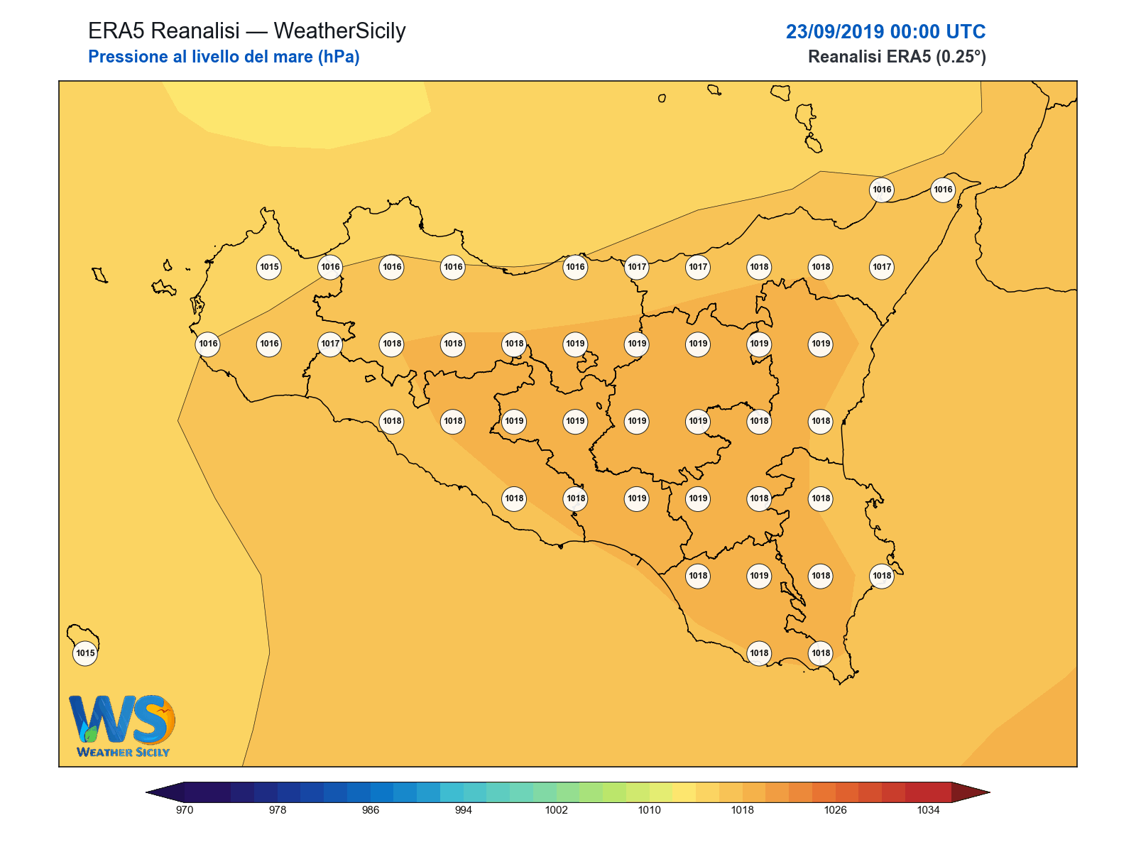 Pressione al livello del mare · 2019092300
