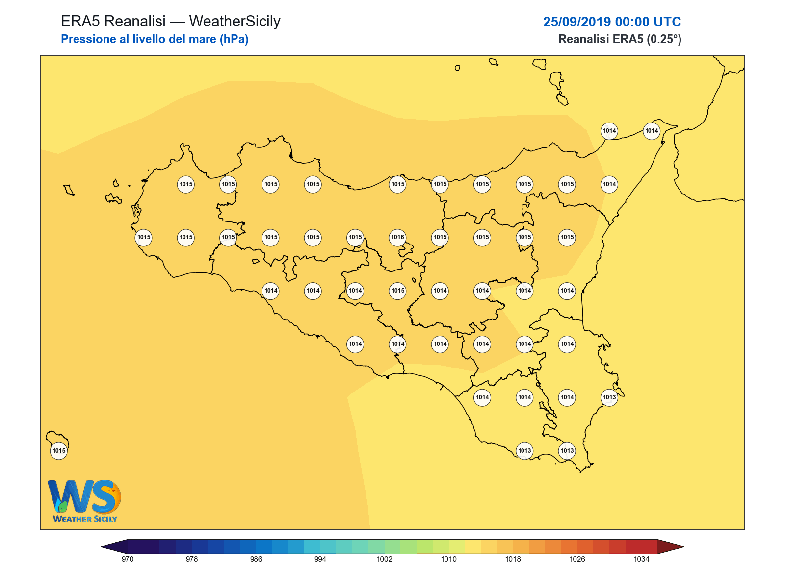 Pressione al livello del mare · 2019092500