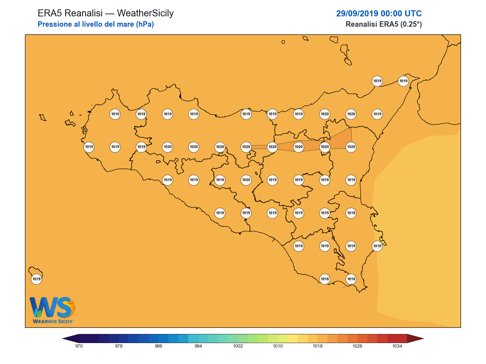 Pressione al livello del mare · 2019092900
