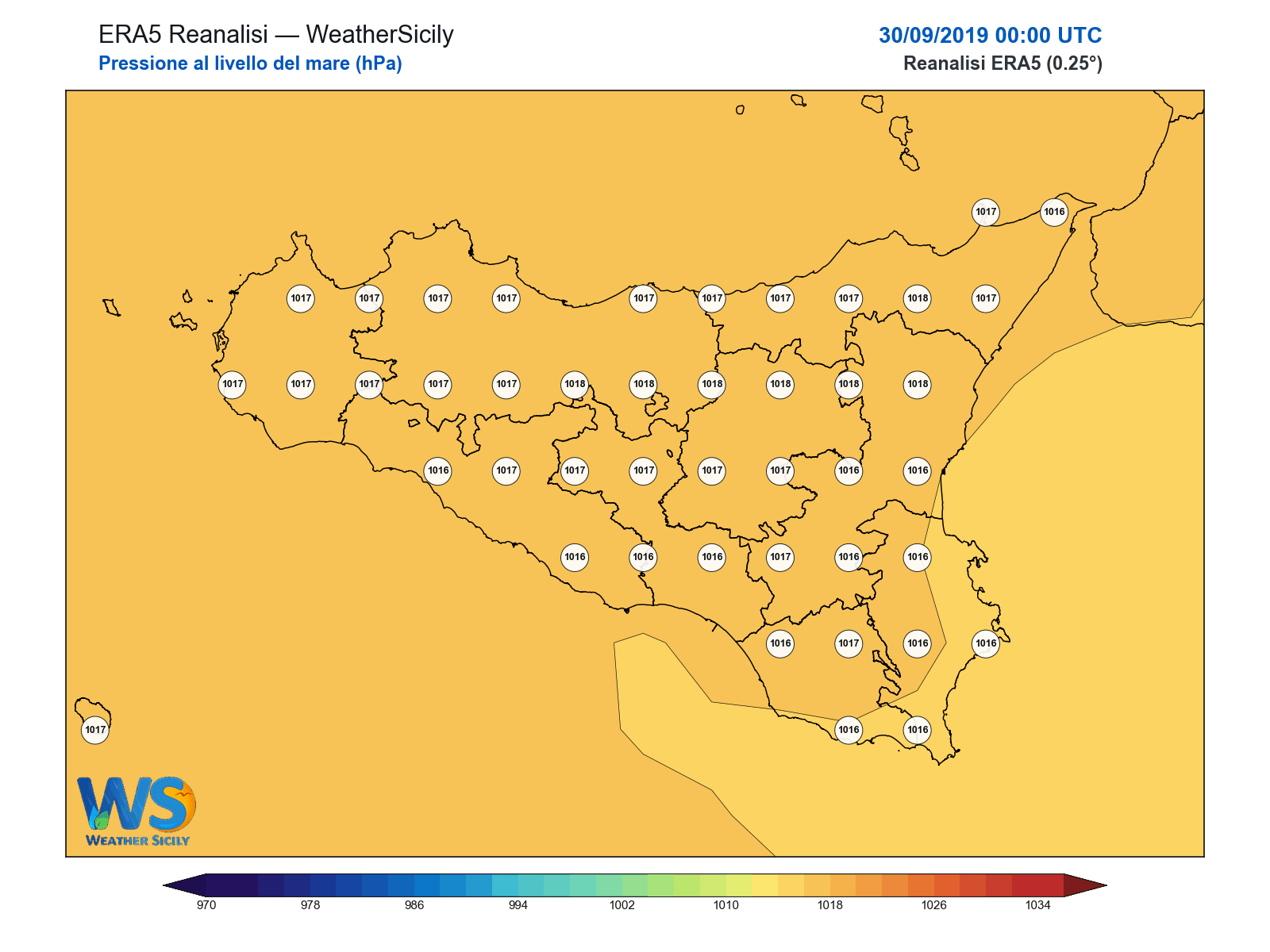 Pressione al livello del mare · 2019093000