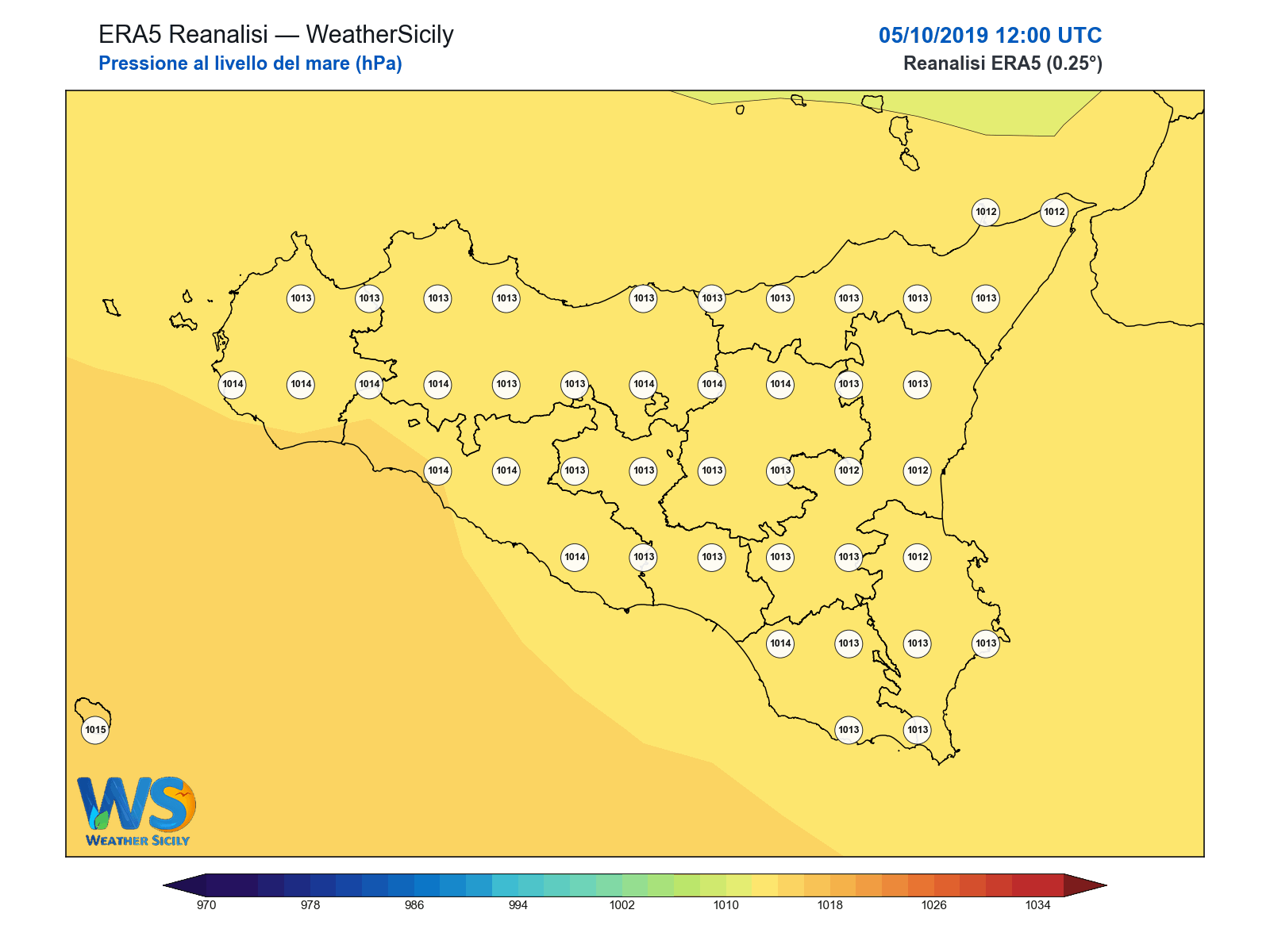 Pressione al livello del mare · 2019100512
