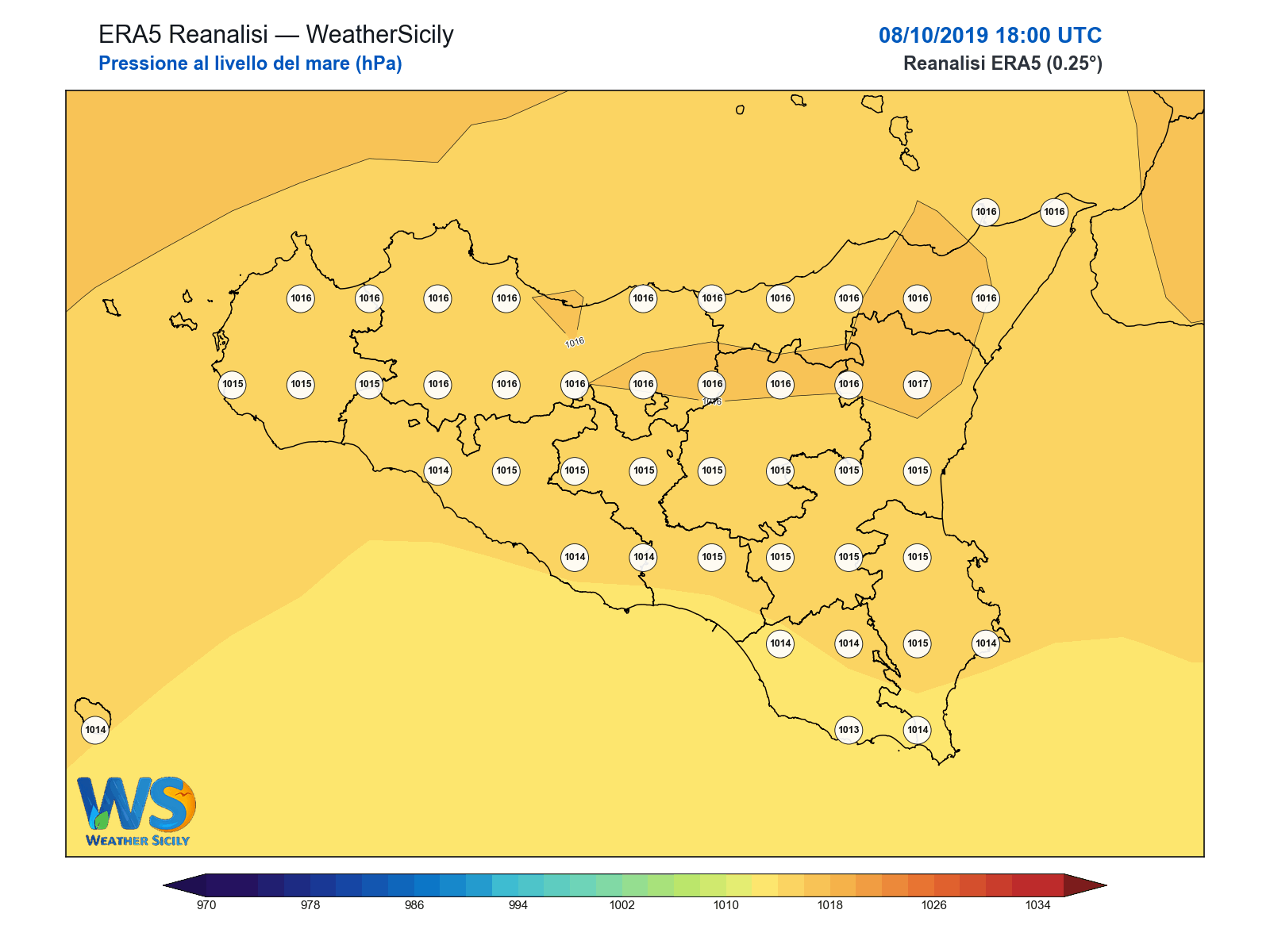 Pressione al livello del mare · 2019100818
