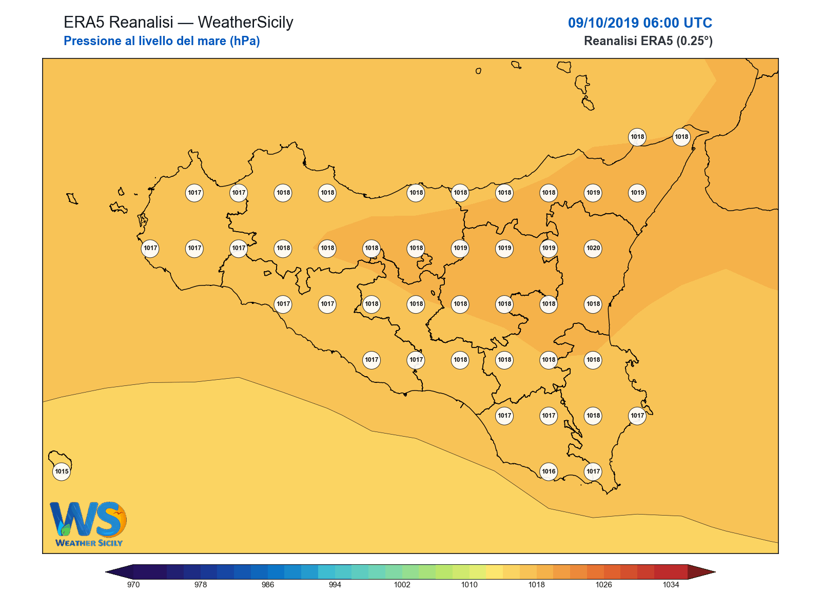Pressione al livello del mare · 2019100906