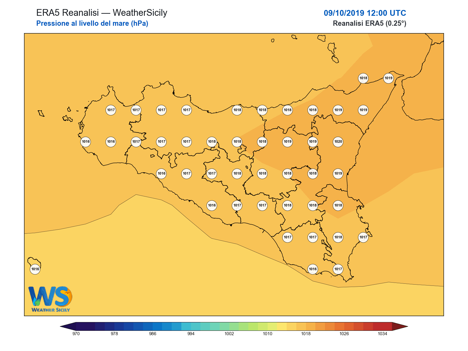 Pressione al livello del mare · 2019100912