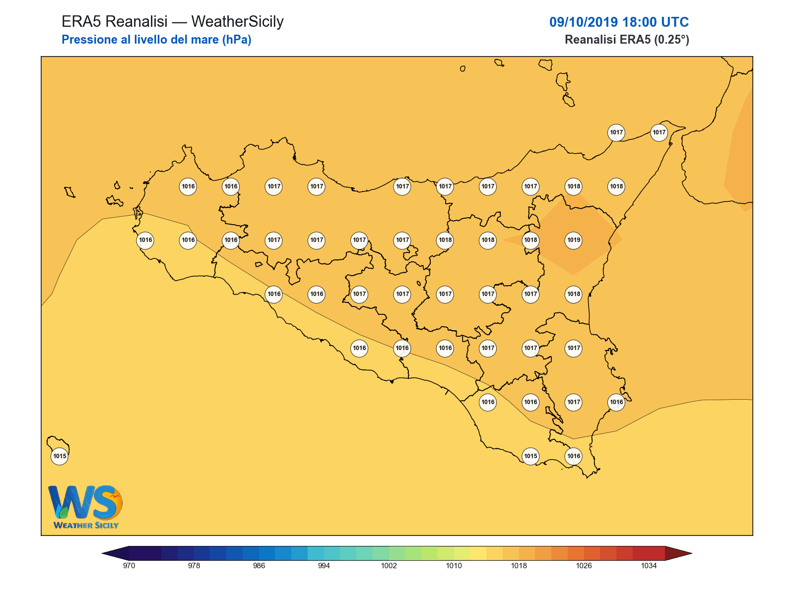 Pressione al livello del mare · 2019100918
