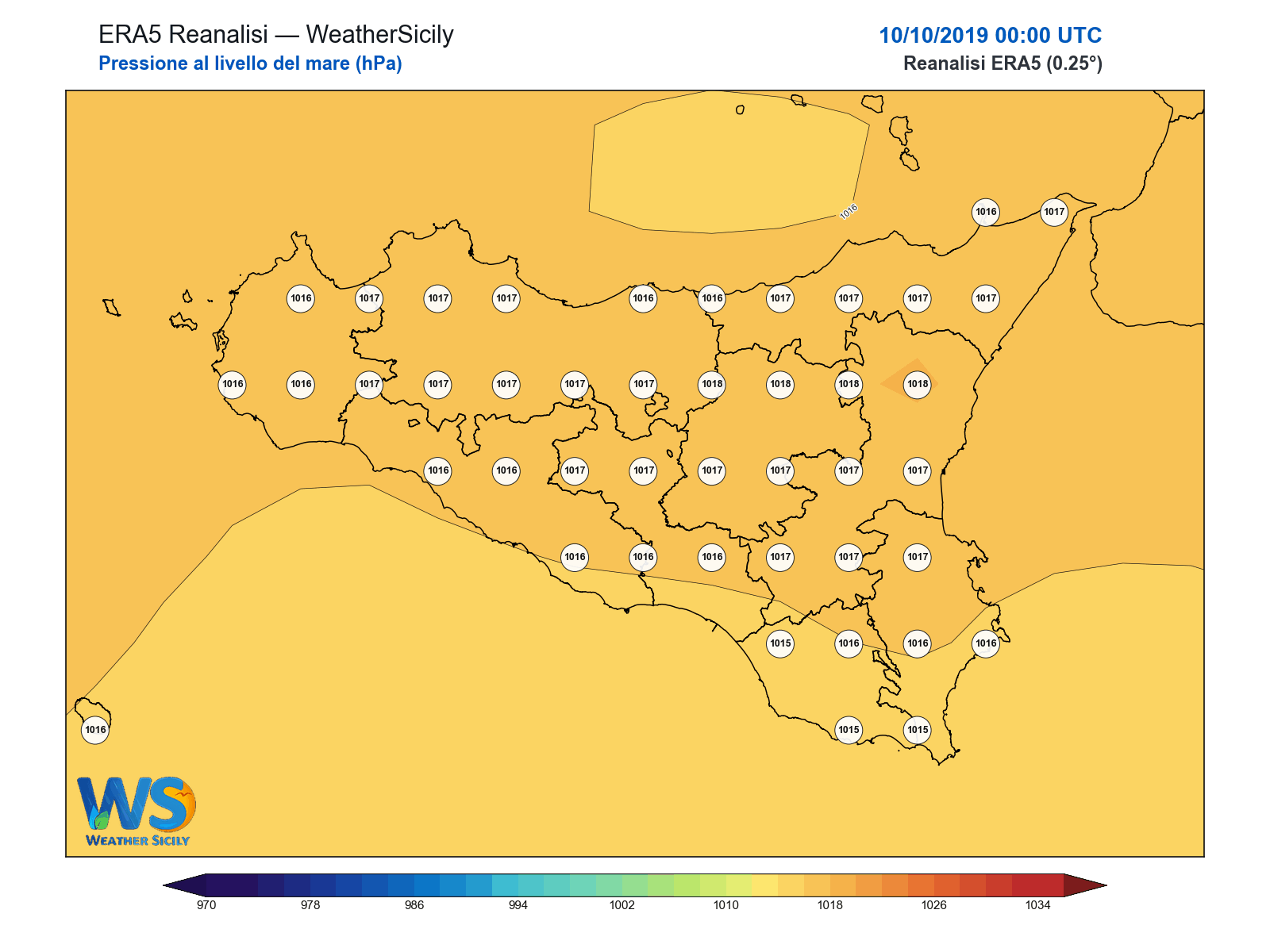 Pressione al livello del mare · 2019101000