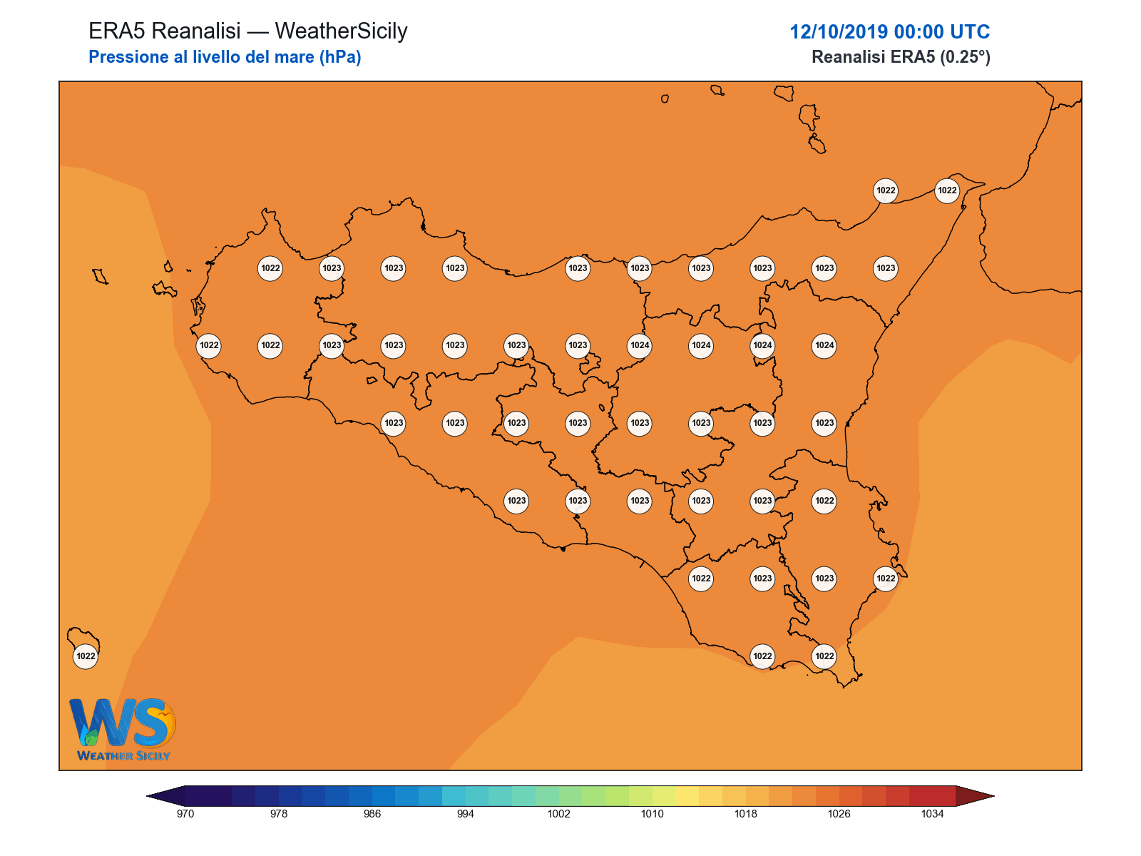 Pressione al livello del mare · 2019101200