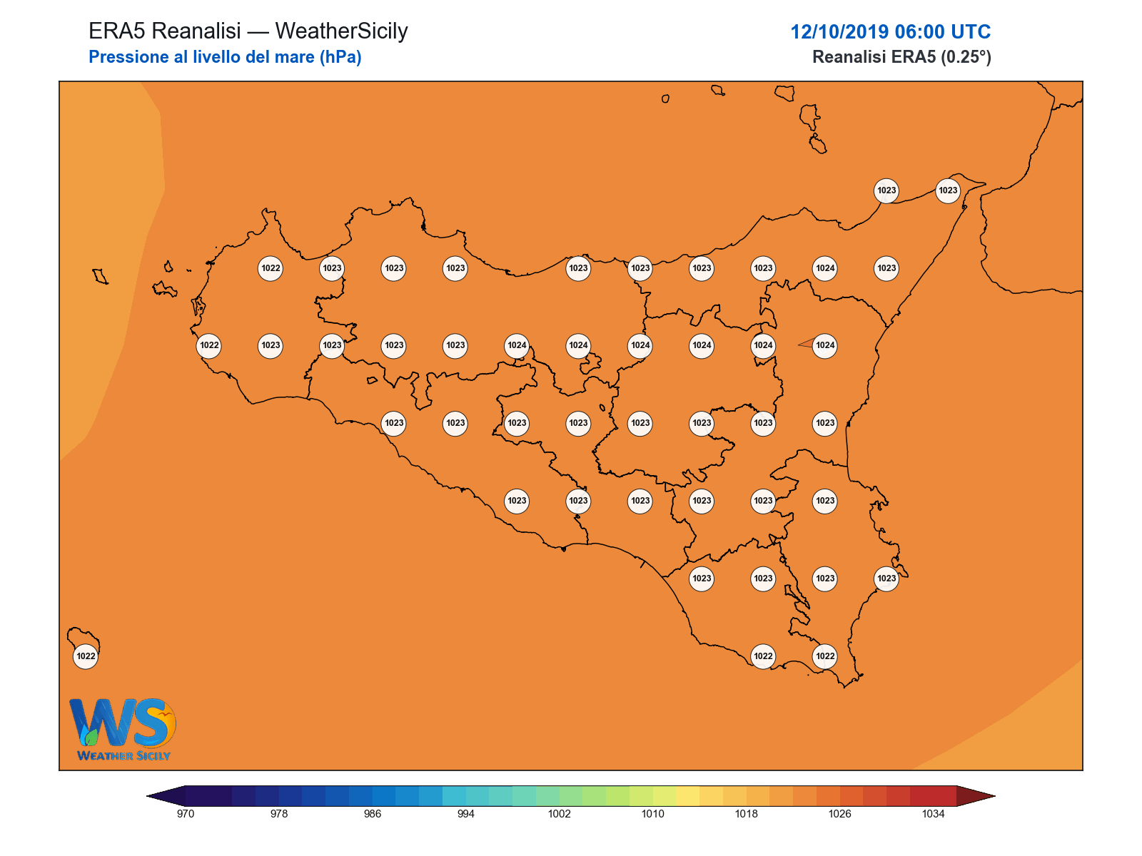 Pressione al livello del mare · 2019101206