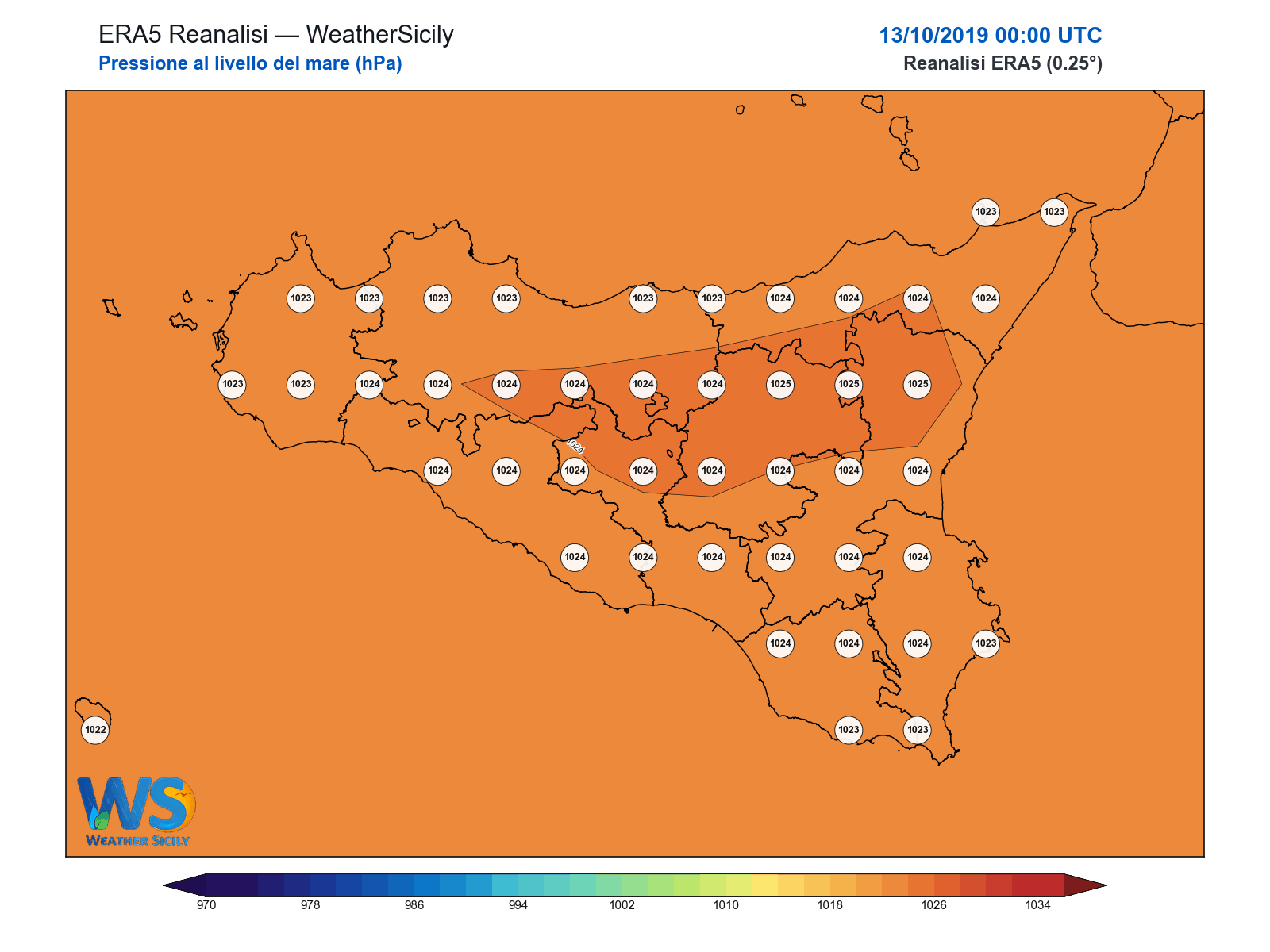 Pressione al livello del mare · 2019101300