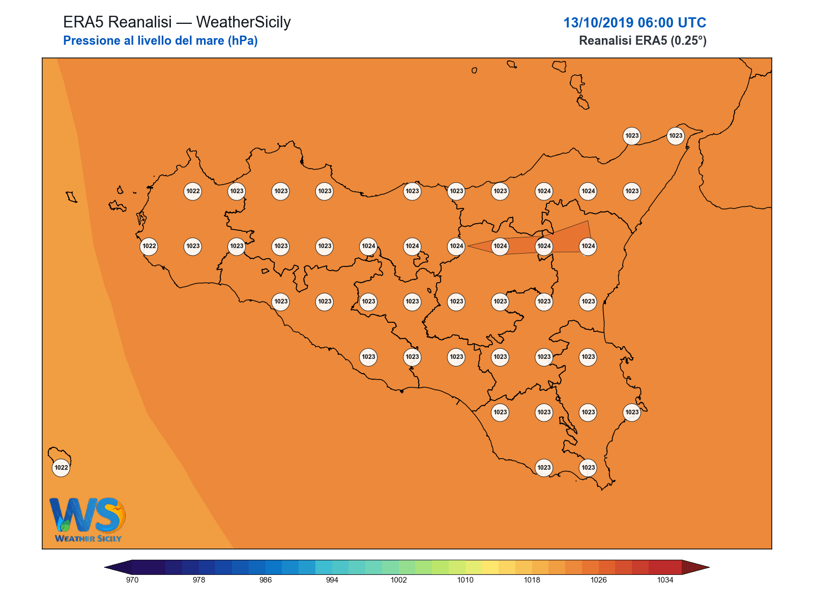 Pressione al livello del mare · 2019101306