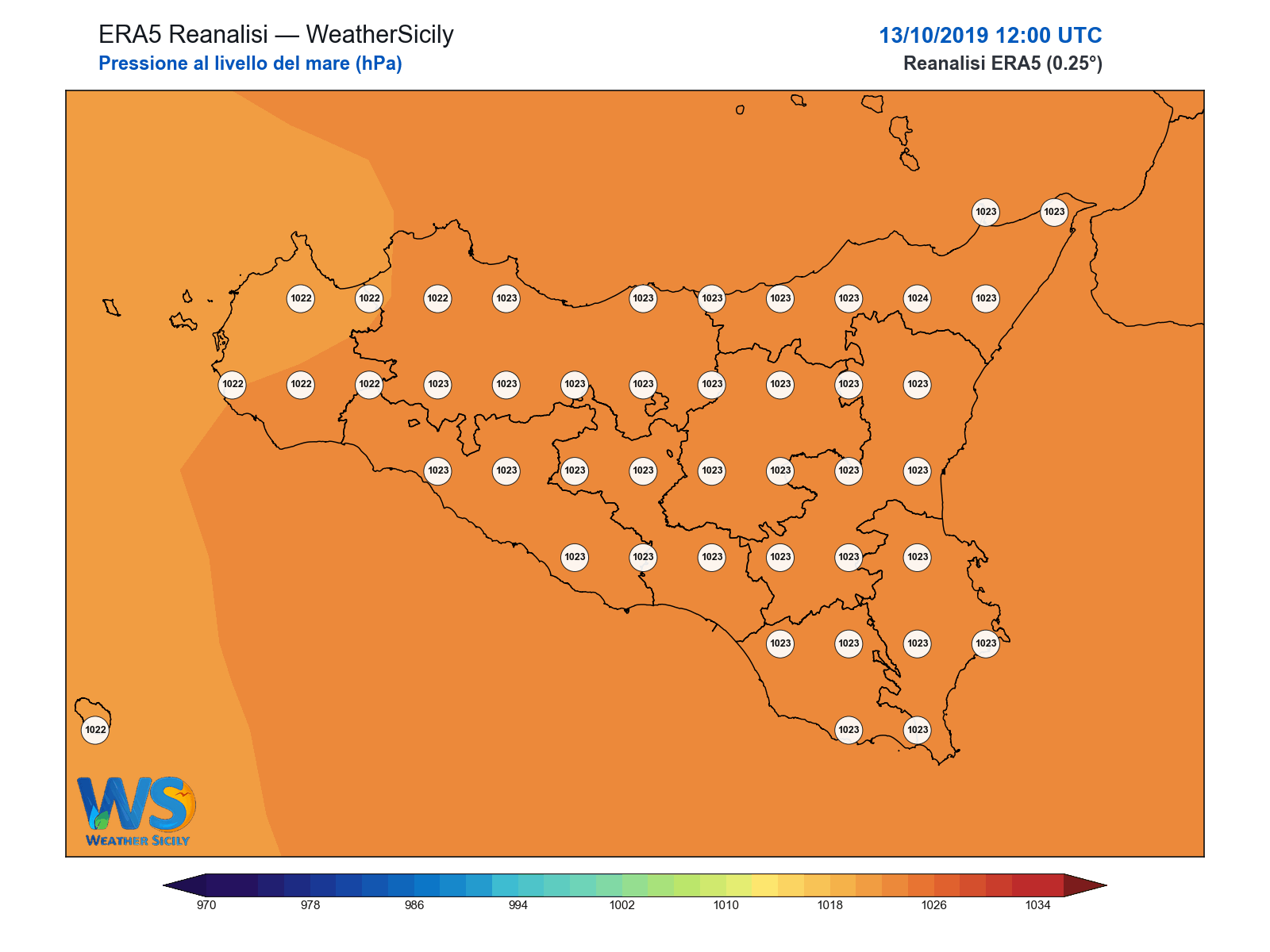 Pressione al livello del mare · 2019101312
