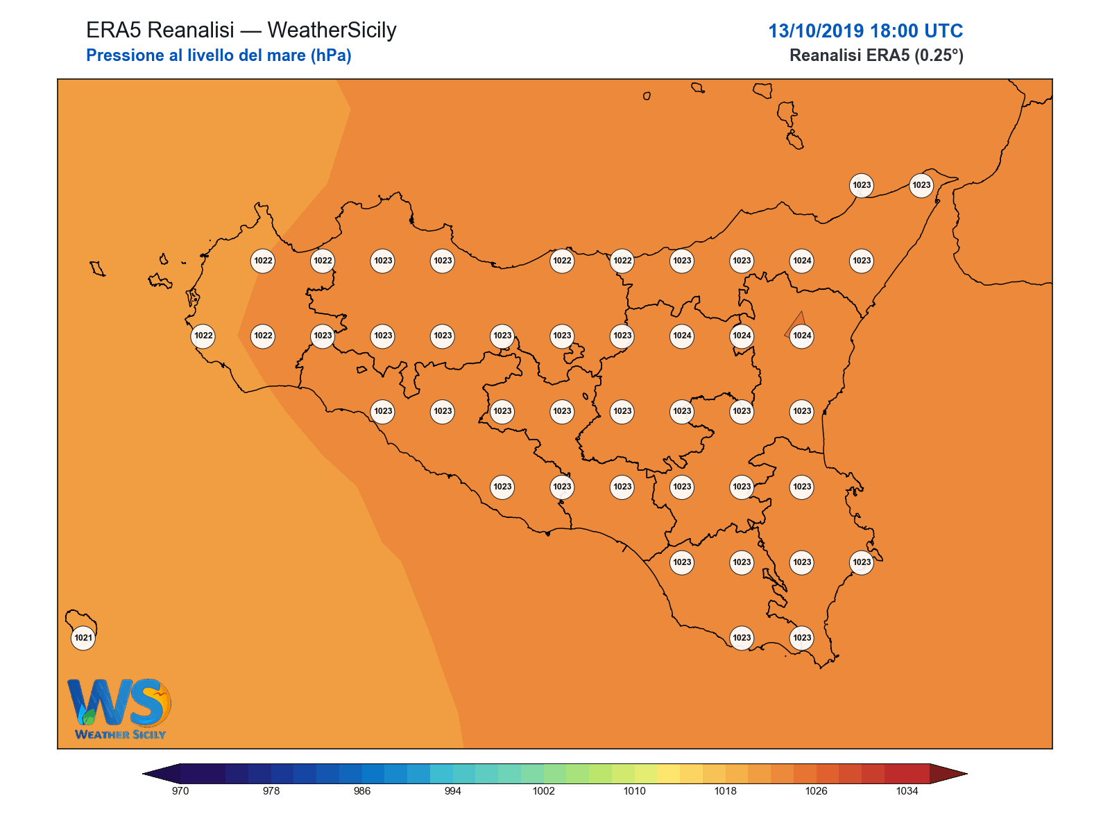 Pressione al livello del mare · 2019101318