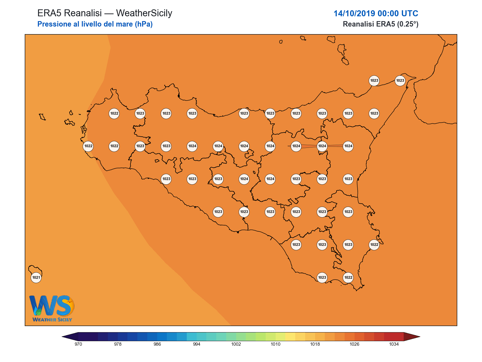 Pressione al livello del mare · 2019101400